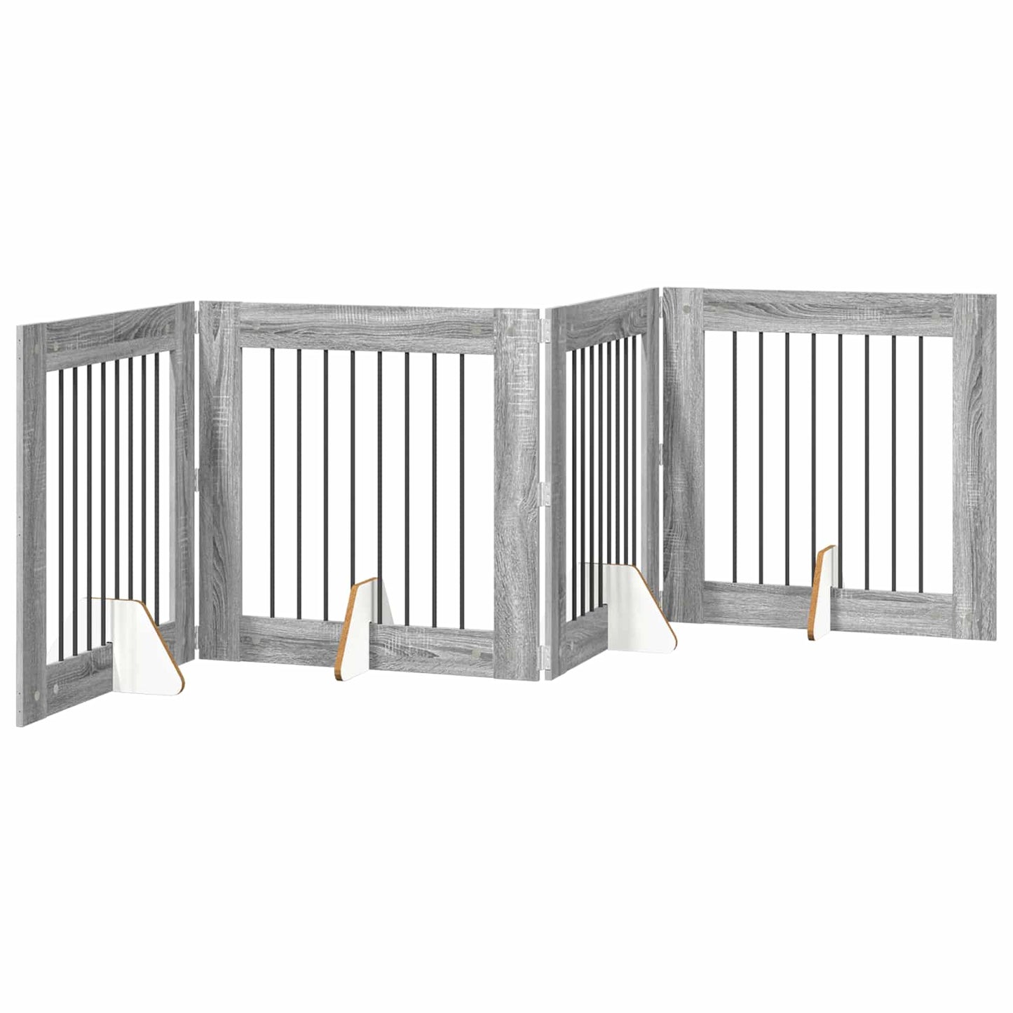 Foldbar hundegitter med stativer 4 pcs Grå sonoma 321 cm