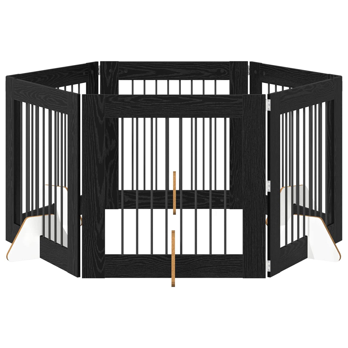 Foldbar hundegitter med stativer 6 pcs Svart eik 482 cm