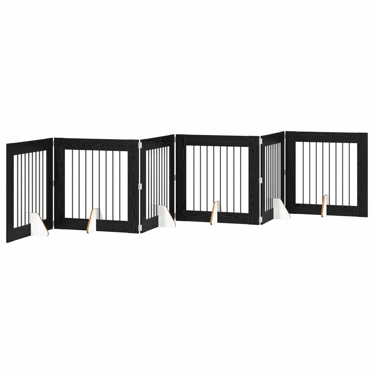 Foldbar hundegitter med stativer 6 pcs Svart eik 482 cm