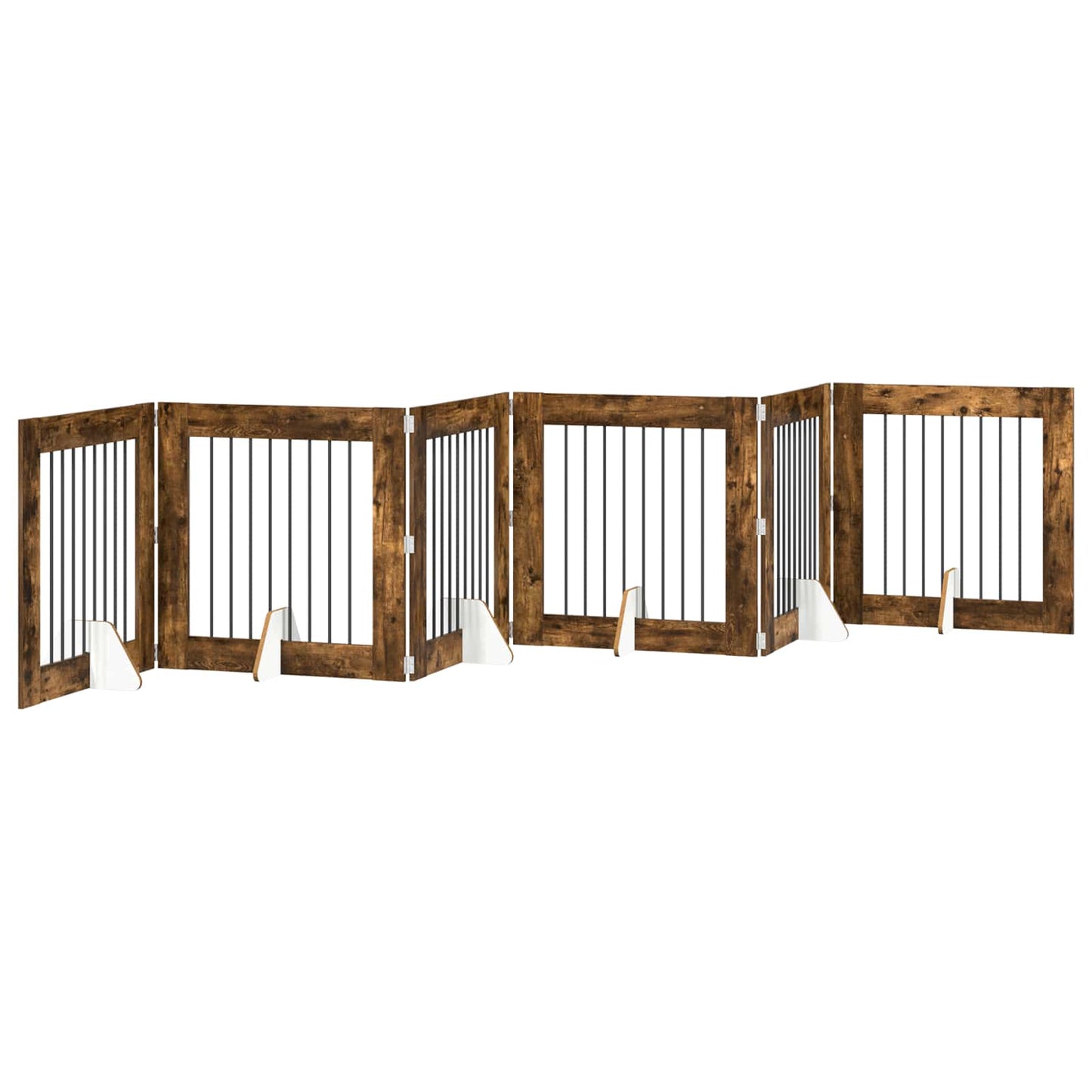 Foldbar hundegitter med stativer 6 pcs Røkt Eik 482 cm