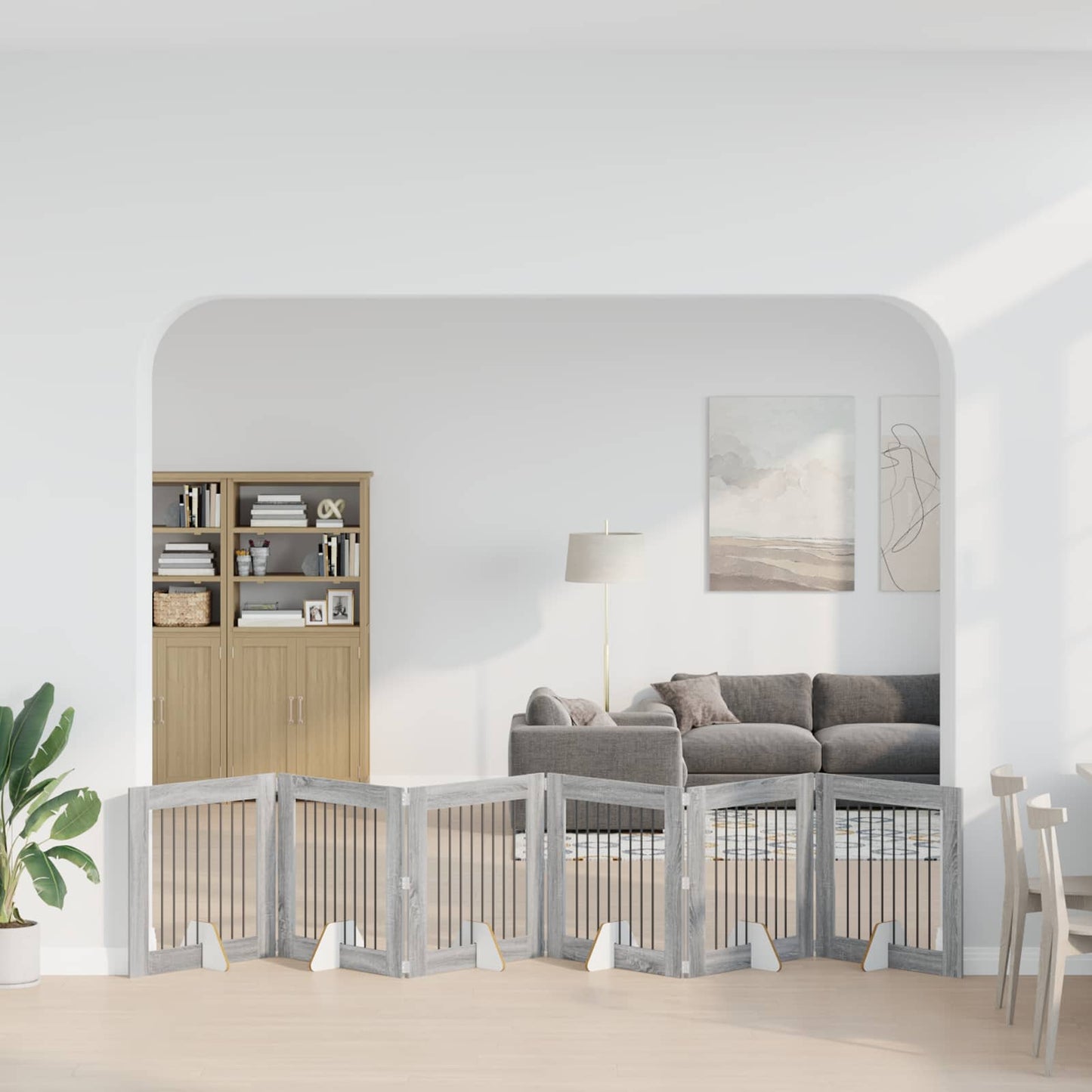 Foldbar hundegitter med stativer 6 pcs Grå sonoma 482 cm