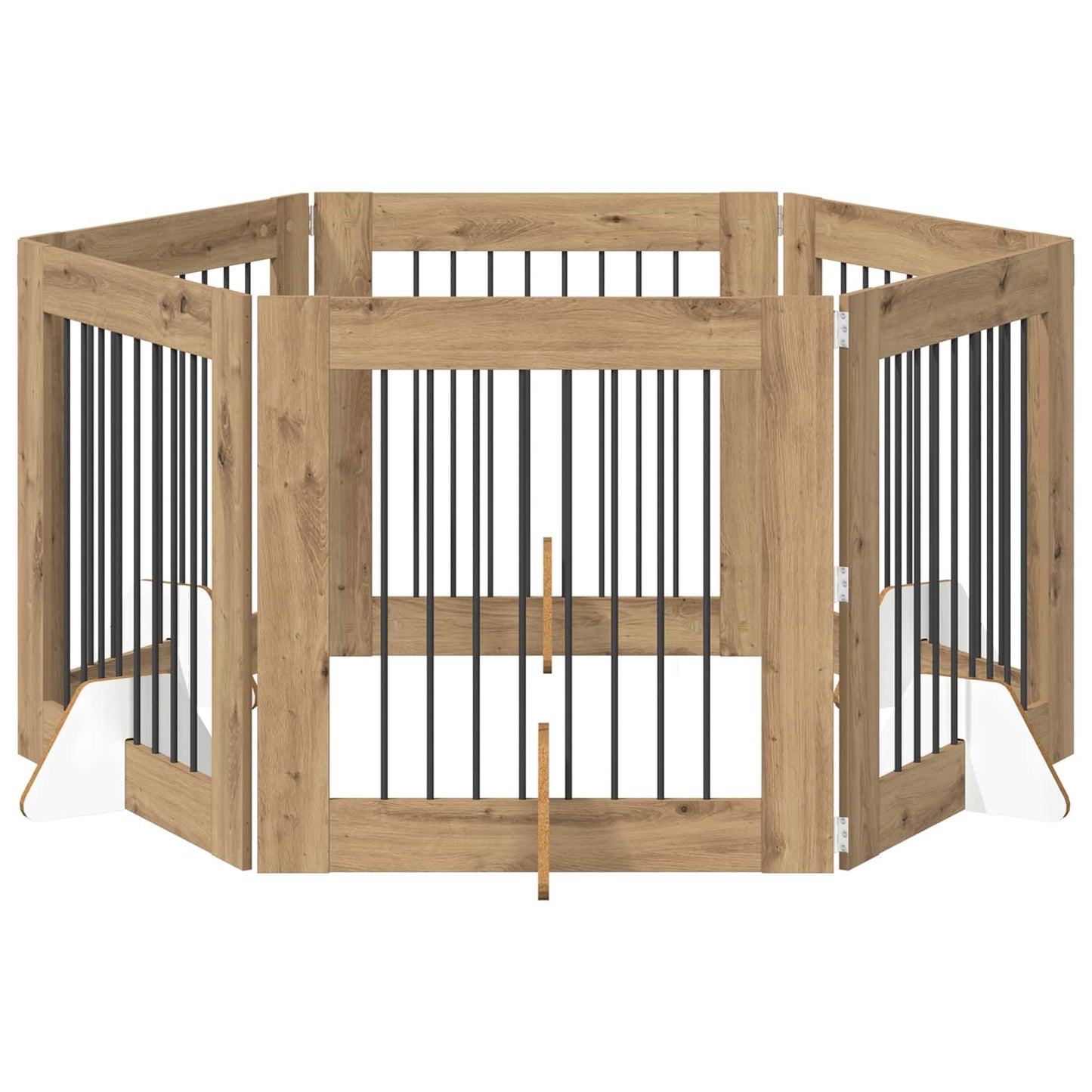 Foldbar hundegitter med stativer 6 pcs Artisan eik 482 cm