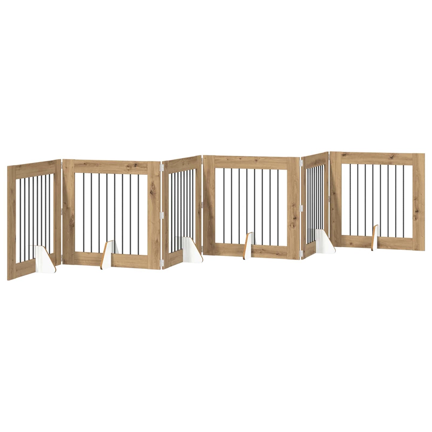 Foldbar hundegitter med stativer 6 pcs Artisan eik 482 cm