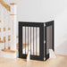 Foldbar hundegitter med stativer 2 pcs Svart eik 120,5 cm