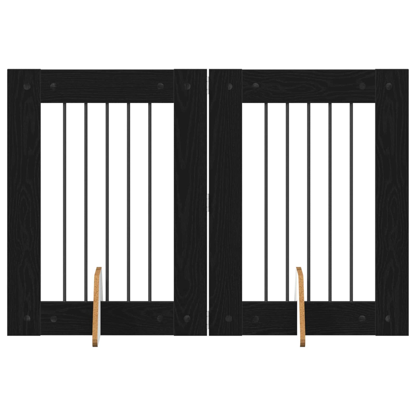 Foldbar hundegitter med stativer 2 pcs Svart eik 120,5 cm
