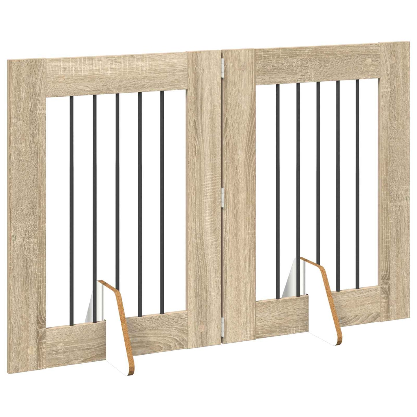 Foldbar hundegitter med stativer 2 pcs Sonoma eik 120,5 cm