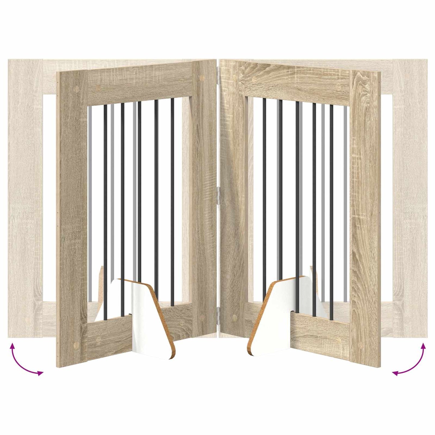 Foldbar hundegitter med stativer 2 pcs Sonoma eik 120,5 cm