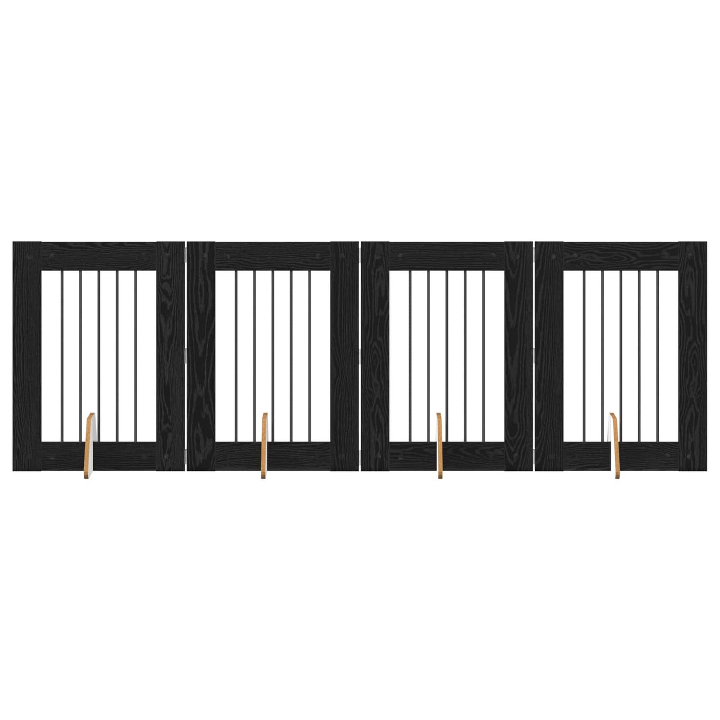 Foldbar hundegitter med stativer 4 pcs Svart eik 241 cm