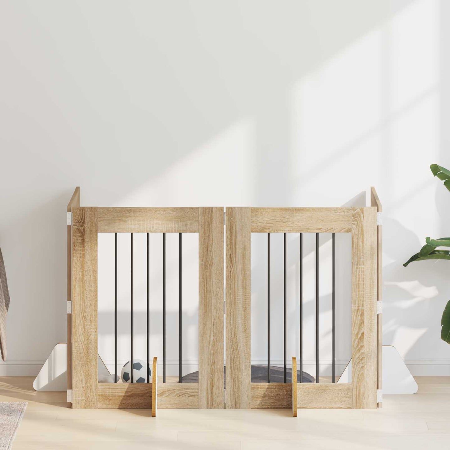 Hundegate med stender 4 pcs Sonoma eik 60 x 80 cm