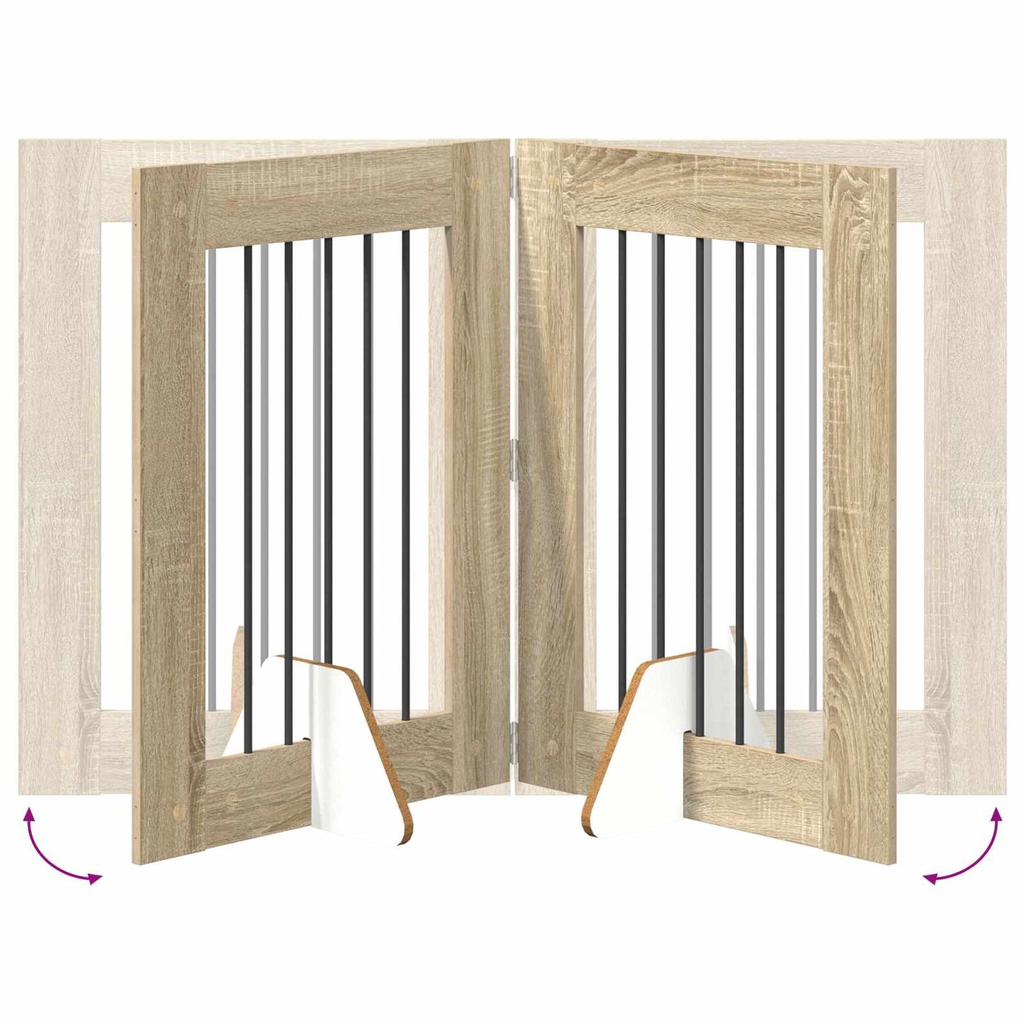 Hundegate med stender 4 pcs Sonoma eik 60 x 80 cm