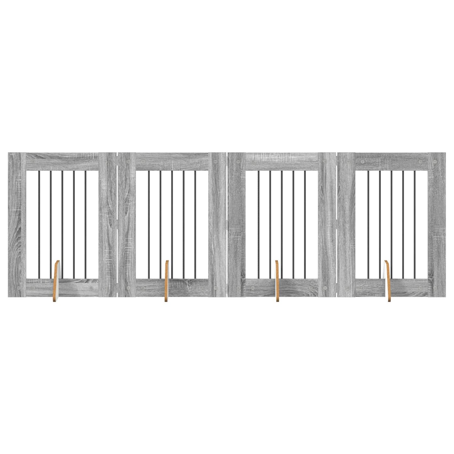 Foldbar hundegitter med stativer 4 pcs Grå sonoma 241 cm