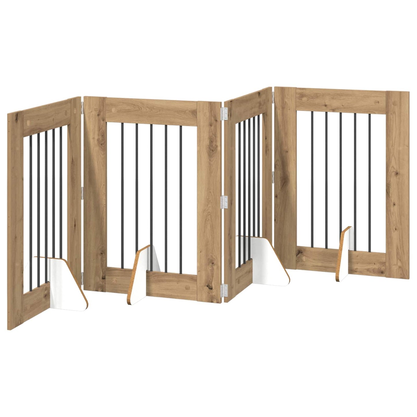 Foldbar hundegitter med stativer 4 pcs Artisan eik 241 cm