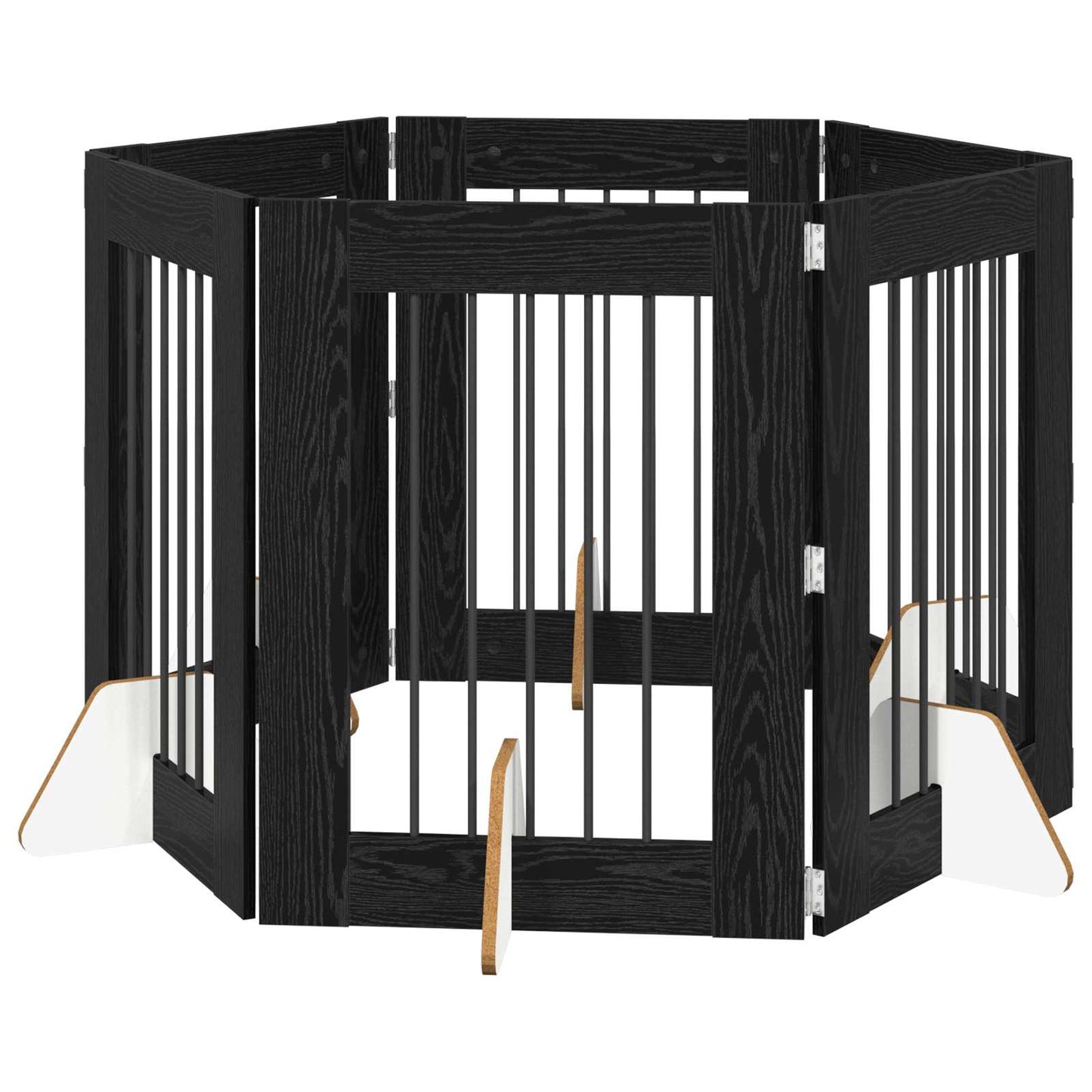 Foldbar hundegitter med stativer 6 pcs Svart eik 362 cm