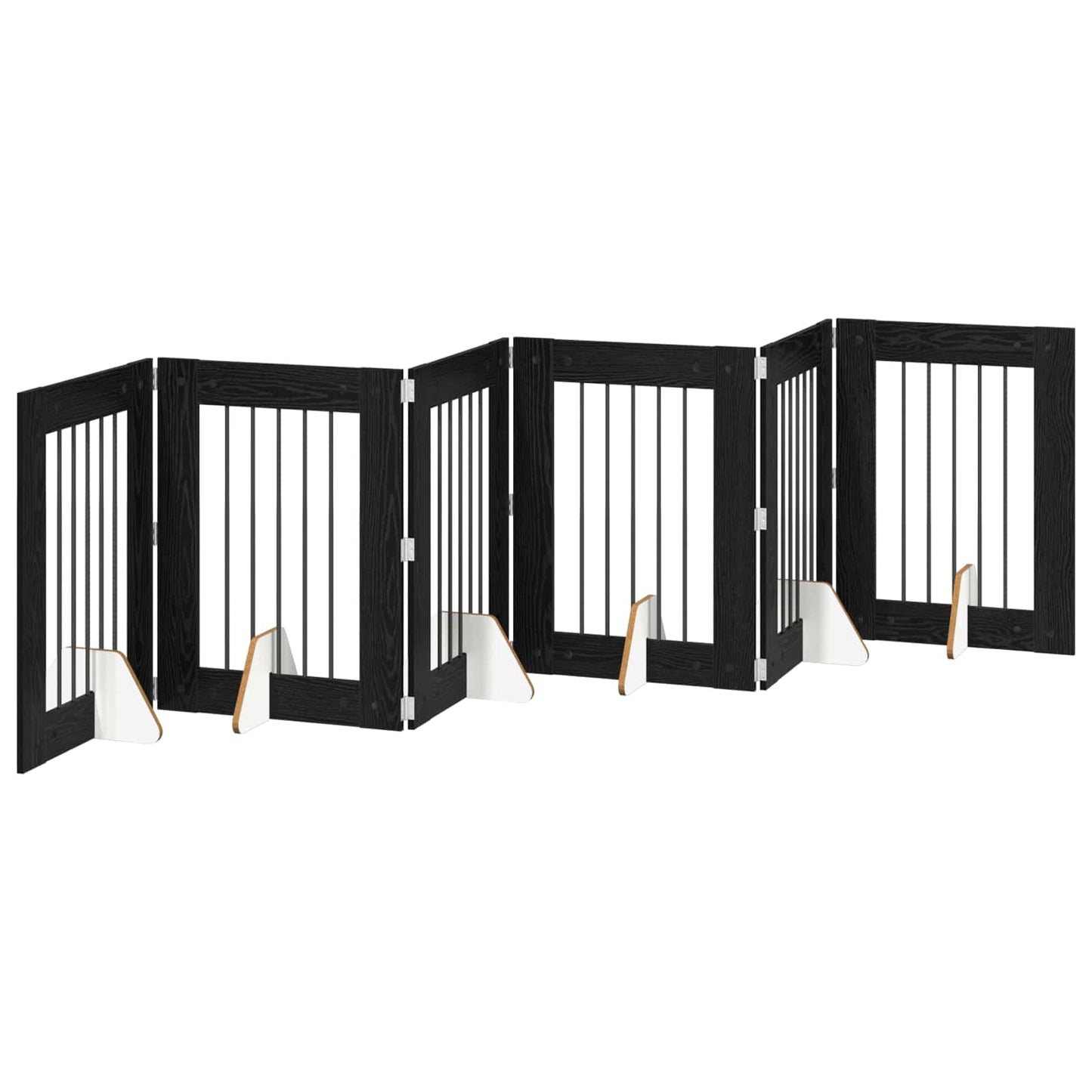 Foldbar hundegitter med stativer 6 pcs Svart eik 362 cm