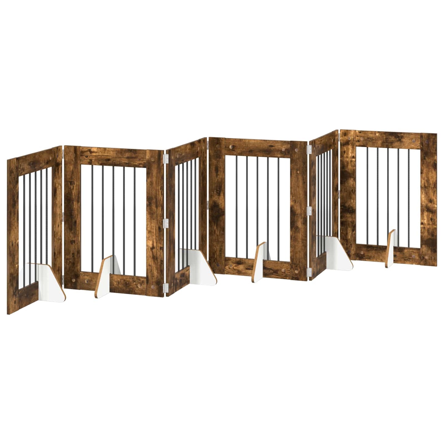 Foldbar hundegitter med stativer 6 pcs Røkt Eik 362 cm