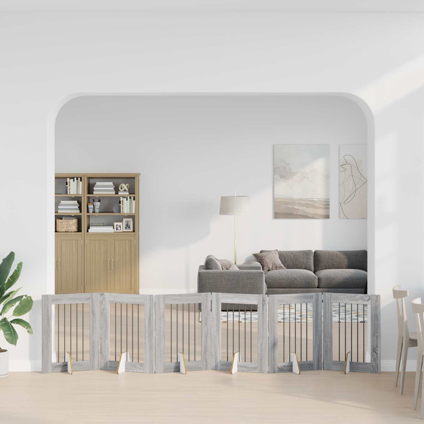 Foldbar hundegitter med stativer 6 pcs Grå sonoma 362 cm