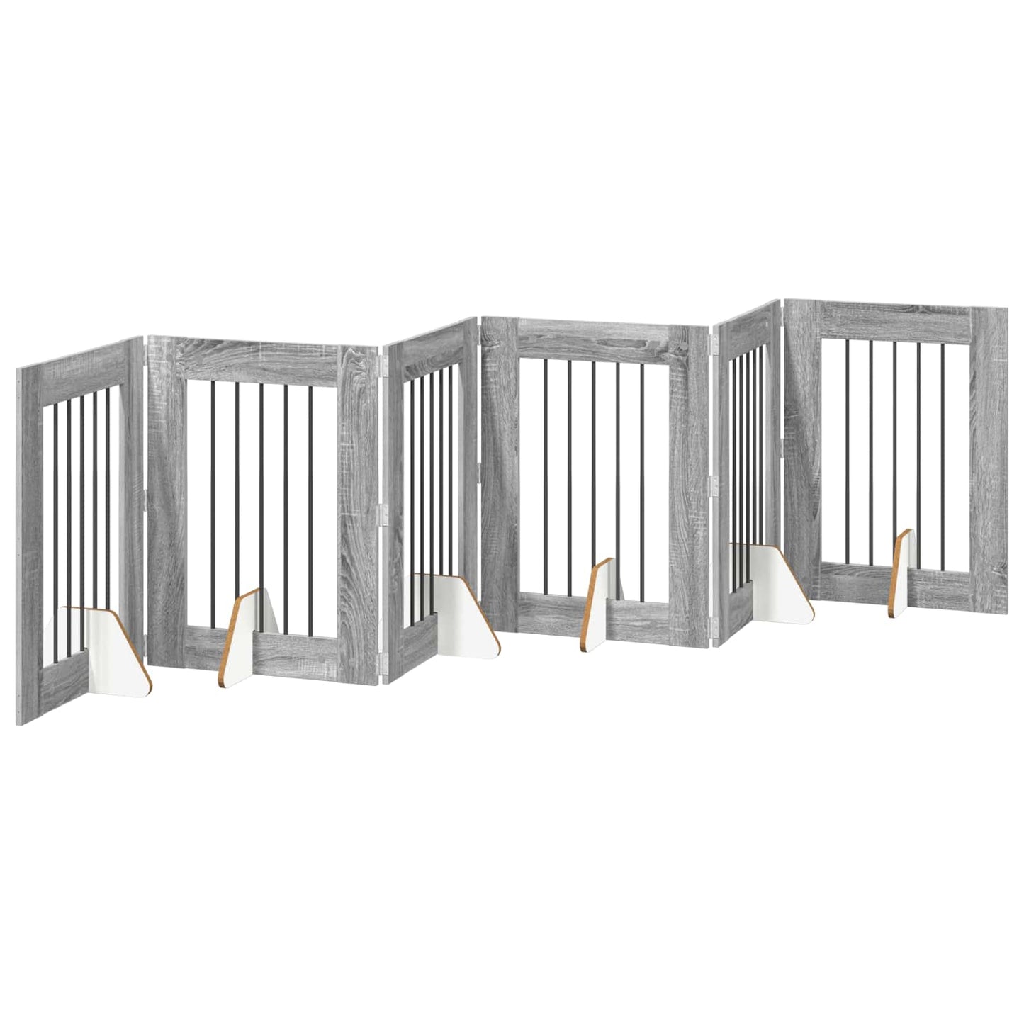 Foldbar hundegitter med stativer 6 pcs Grå sonoma 362 cm