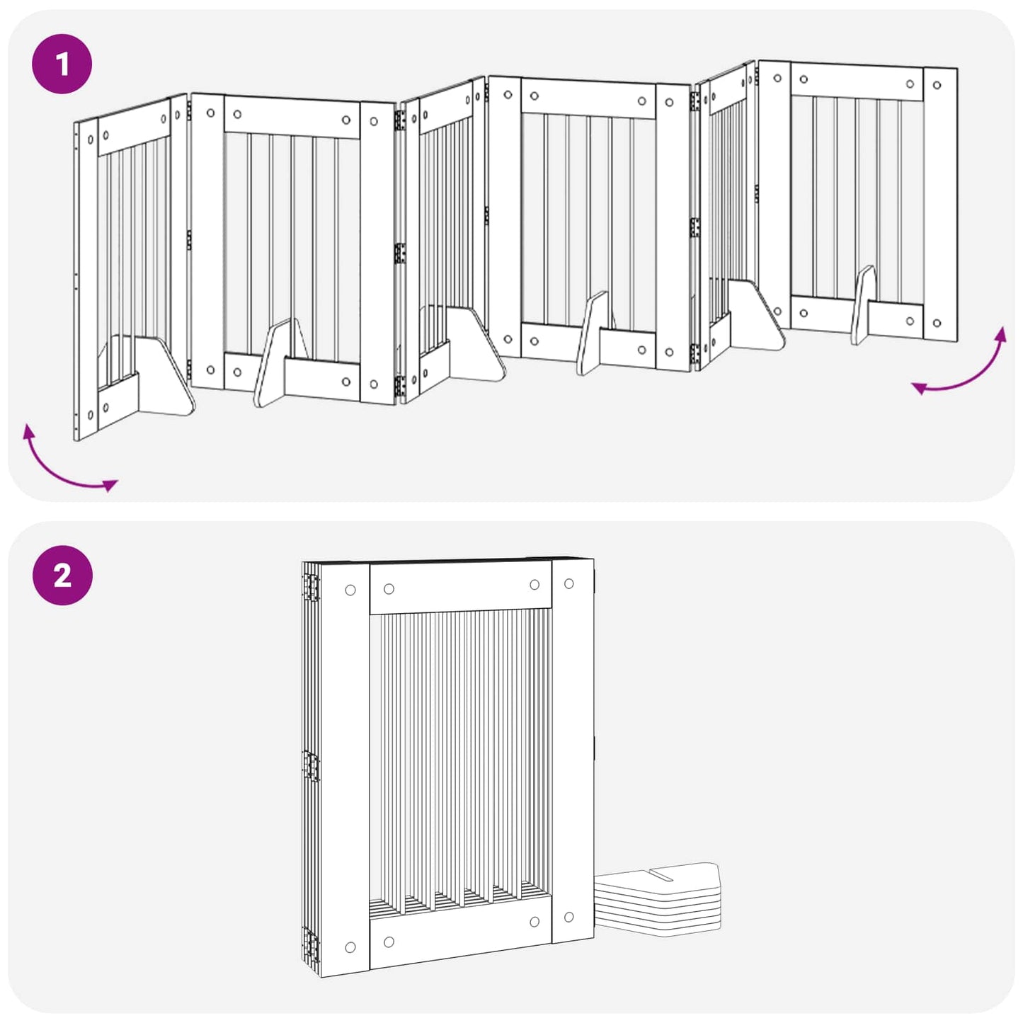 Foldbar hundegitter med stativer 6 pcs Gammelt tre 362 cm