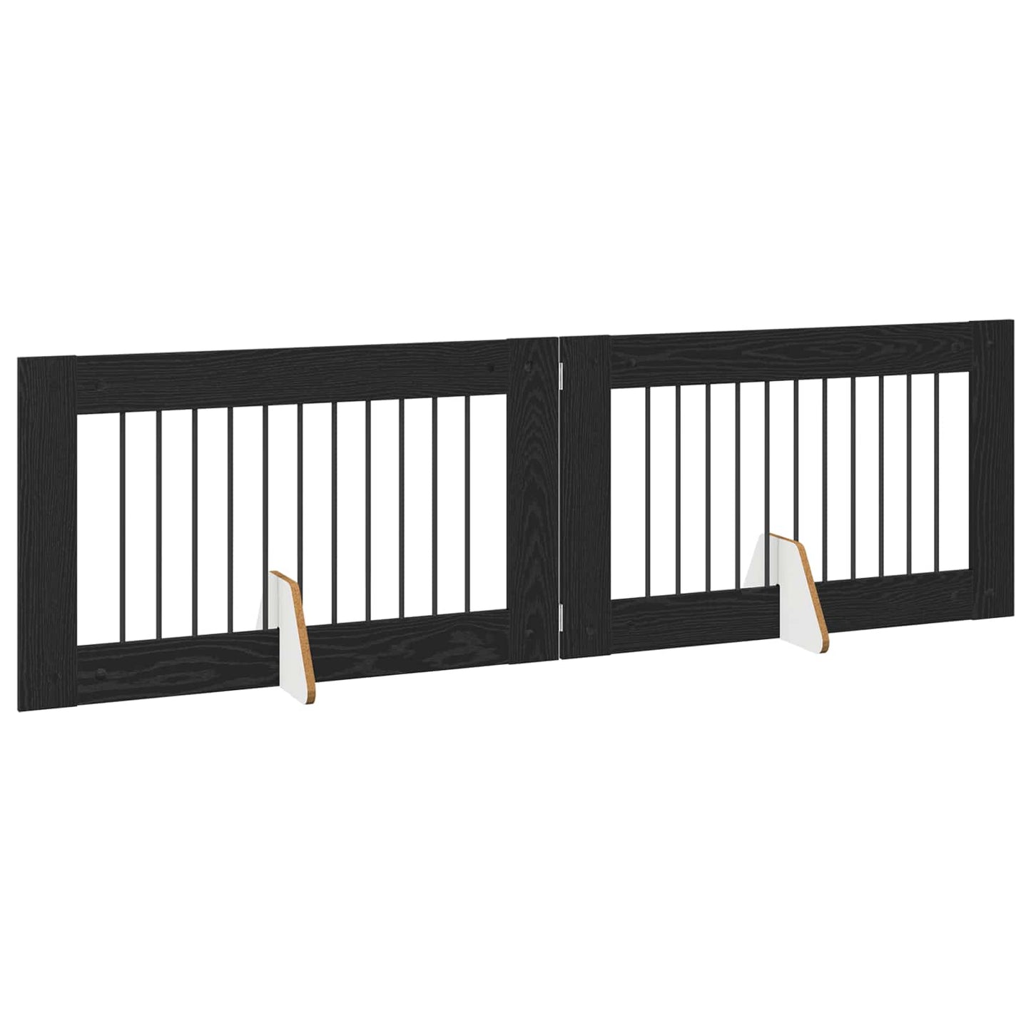 Foldbar hundegitter med stativer 2 pcs Svart eik 200,5 cm