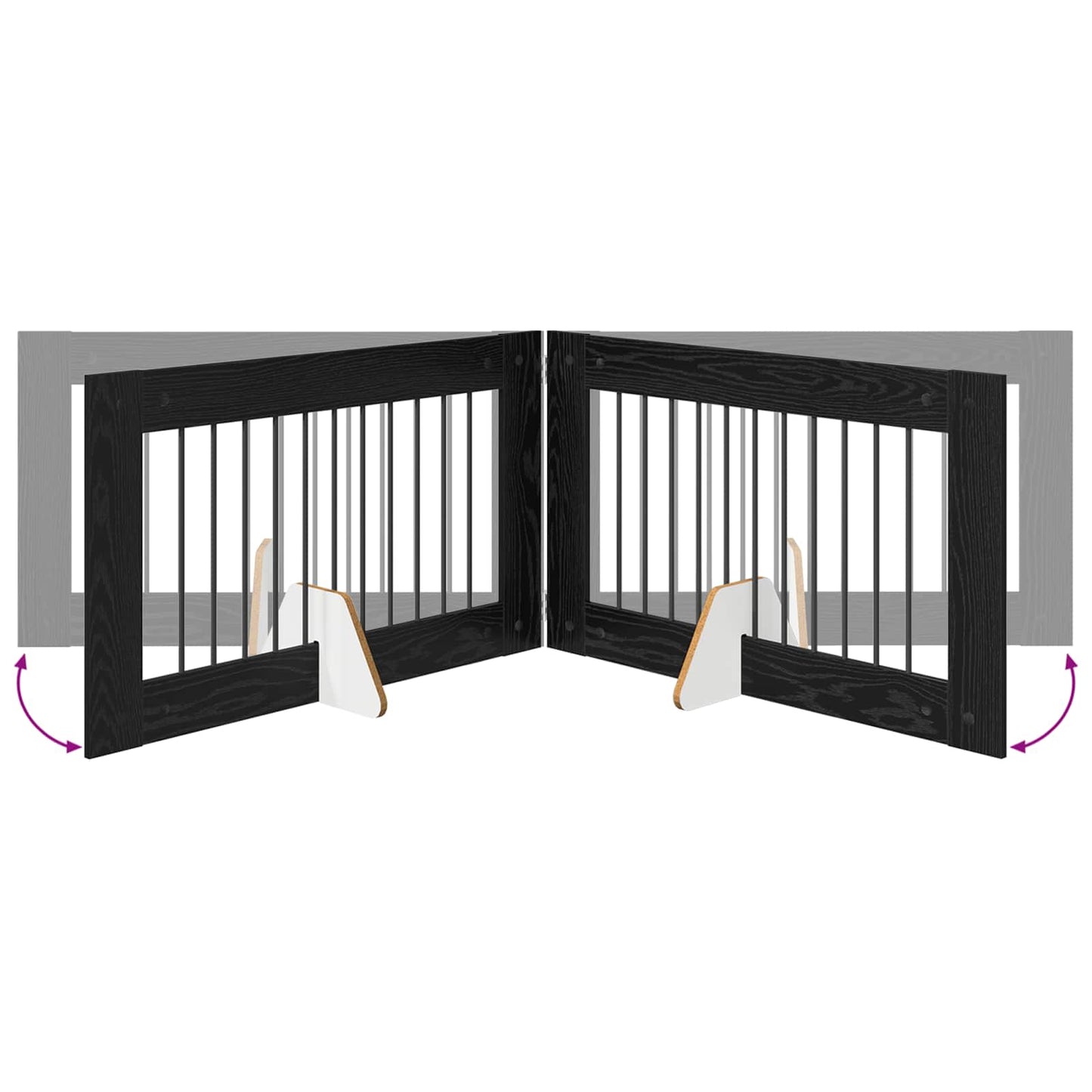 Foldbar hundegitter med stativer 2 pcs Svart eik 200,5 cm