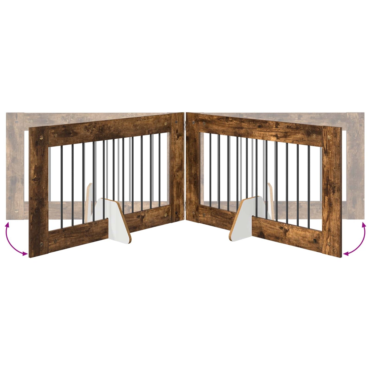 Foldbar hundegitter med stativer 2 pcs Røkt Eik 200,5 cm