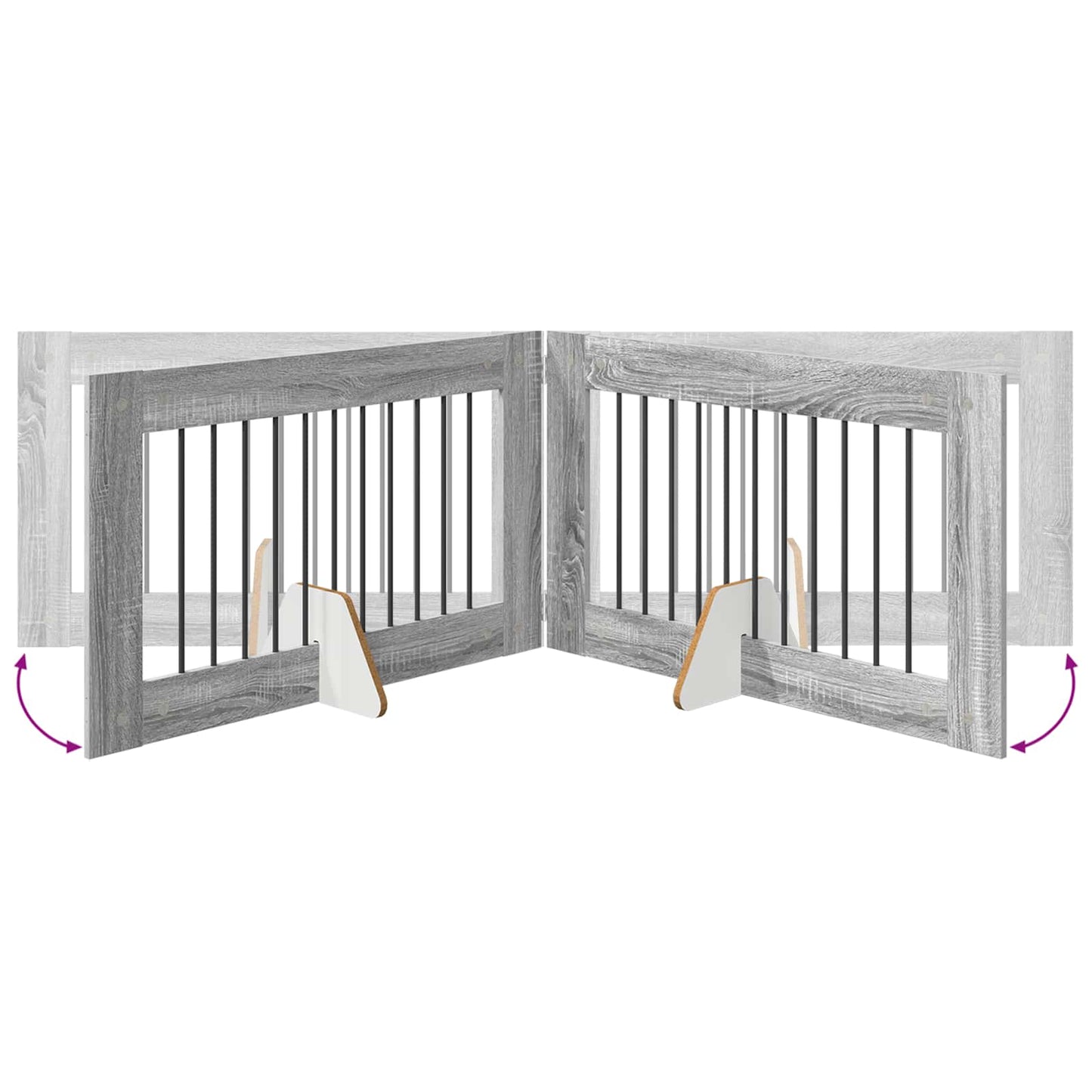 Foldbar hundegitter med stativer 2 stk. Grå Sonoma 200,5 cm