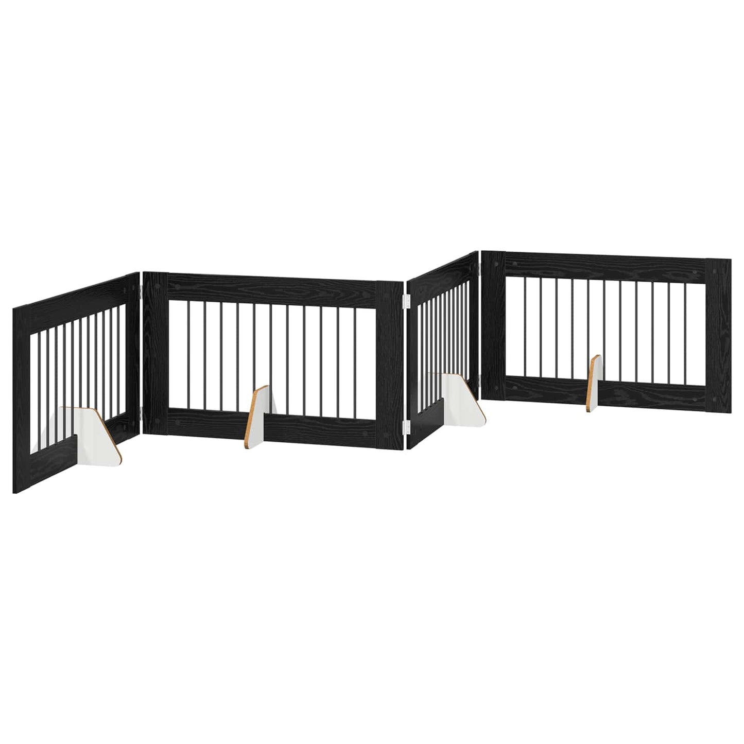 Foldbar hundegitter med stativer 4 pcs Svart eik 401 cm