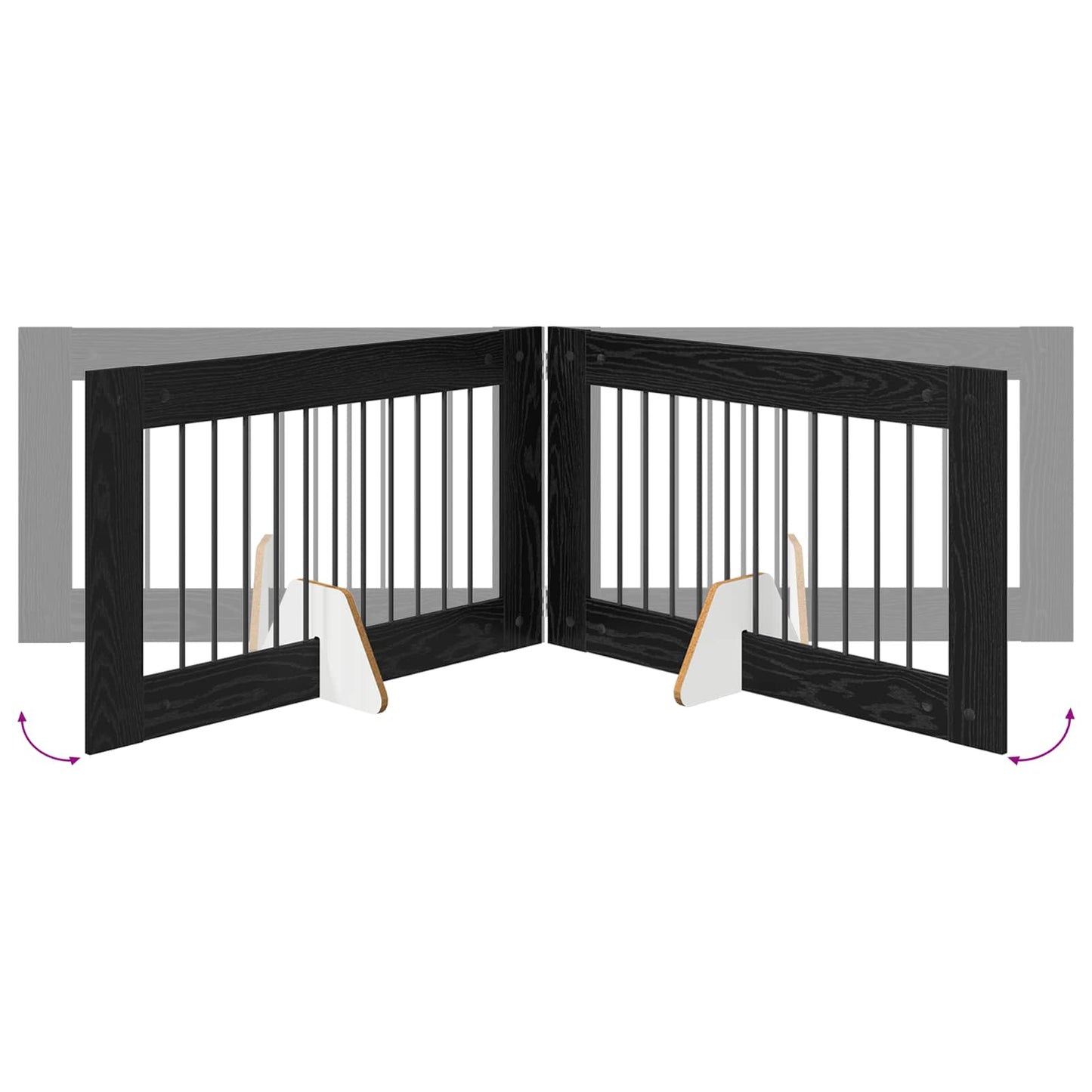 Foldbar hundegitter med stativer 4 pcs Svart eik 401 cm