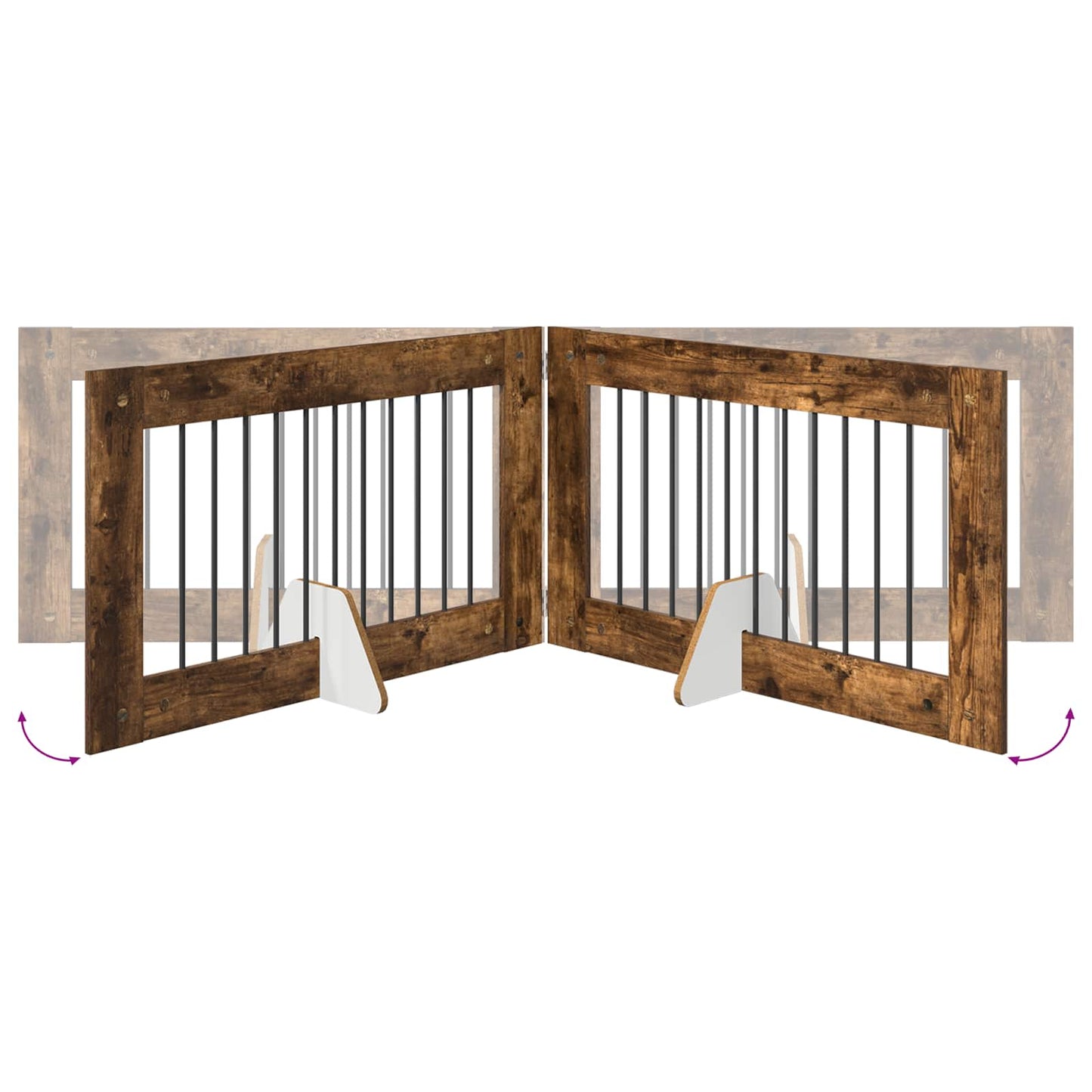 Foldbar hundegitter med stativer 4 pcs Røkt Eik 401 cm