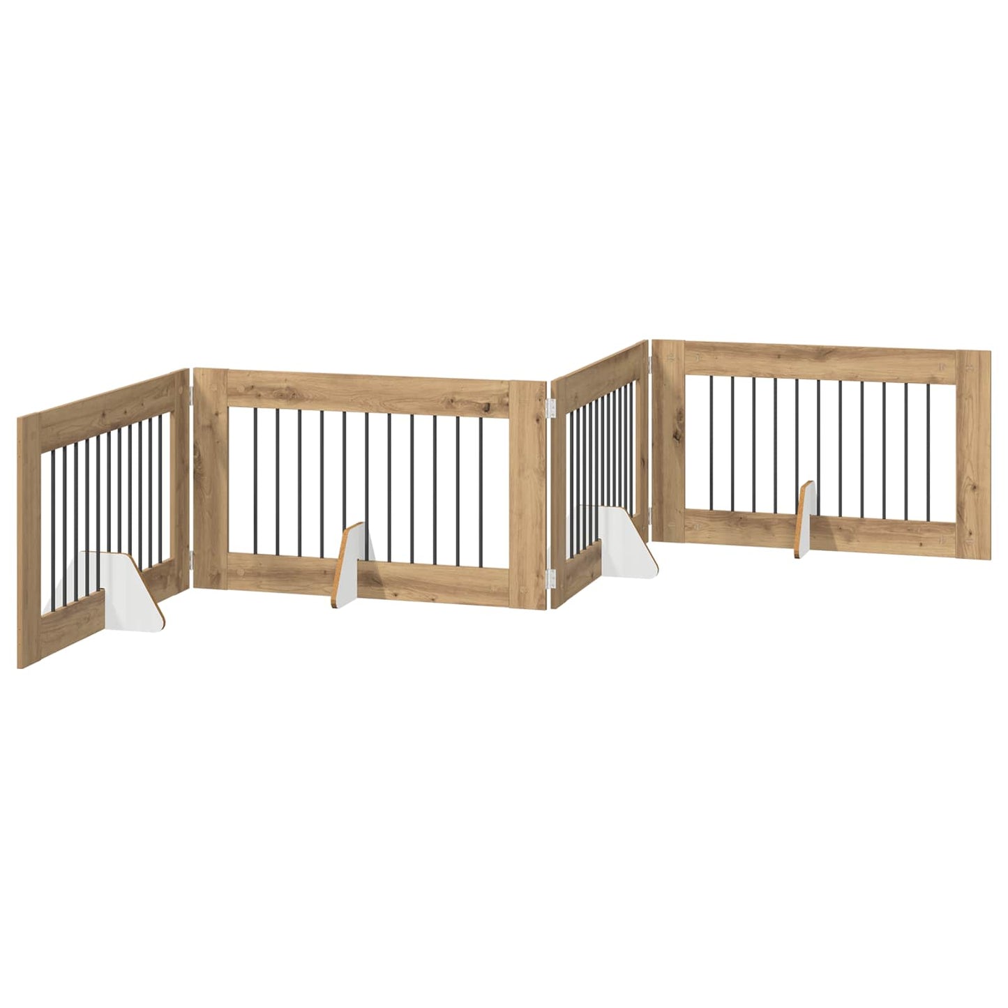 Foldbar hundegitter med stativer 4 pcs Artisan eik 401 cm