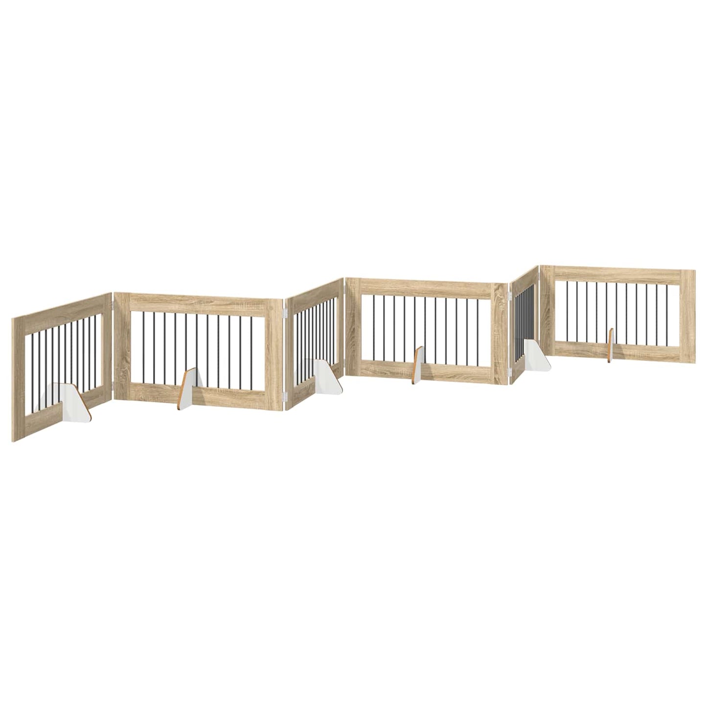 Foldbar hundegitter med stativer 6 pcs Sonoma eik 602 cm