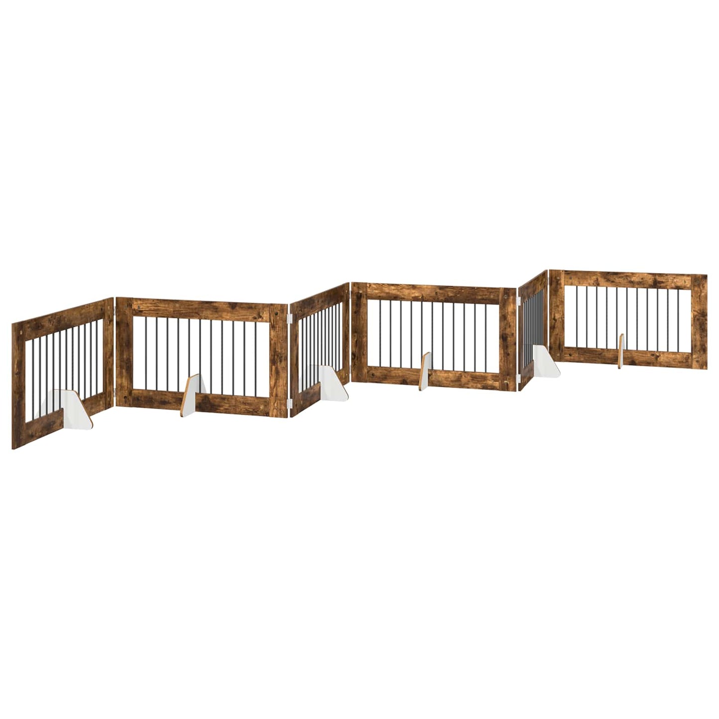 Foldbar hundegitter med stativer 6 pcs Røkt Eik 602 cm