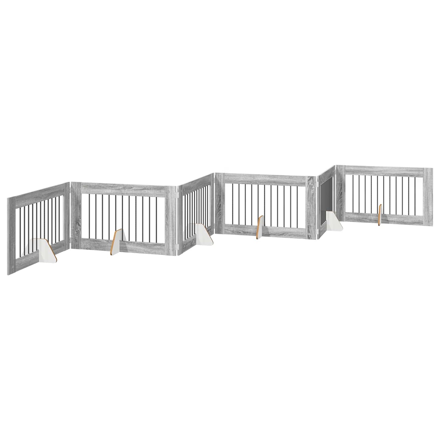 Foldbar hundegitter med stativer 6 pcs Grå sonoma 602 cm
