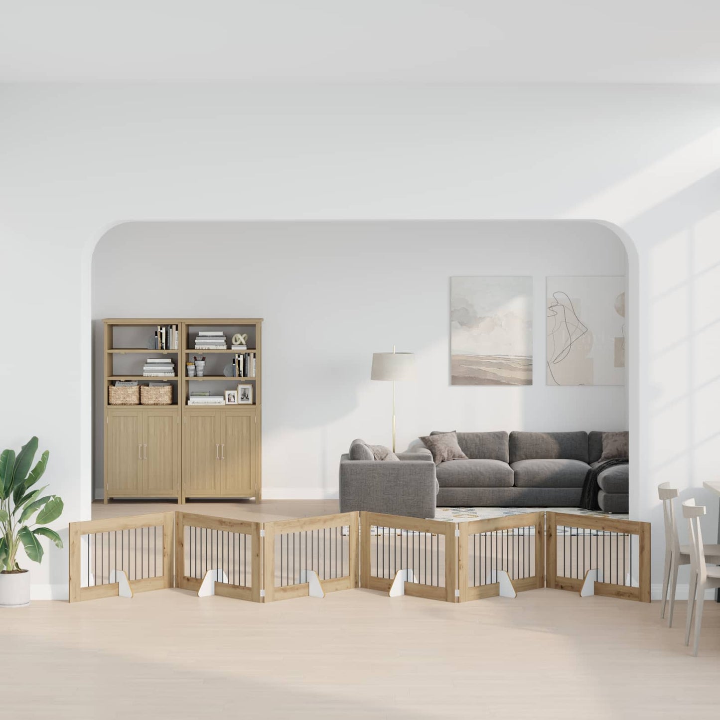 Hundegate med stender 6 pcs Artisan eik 100 x 60 cm