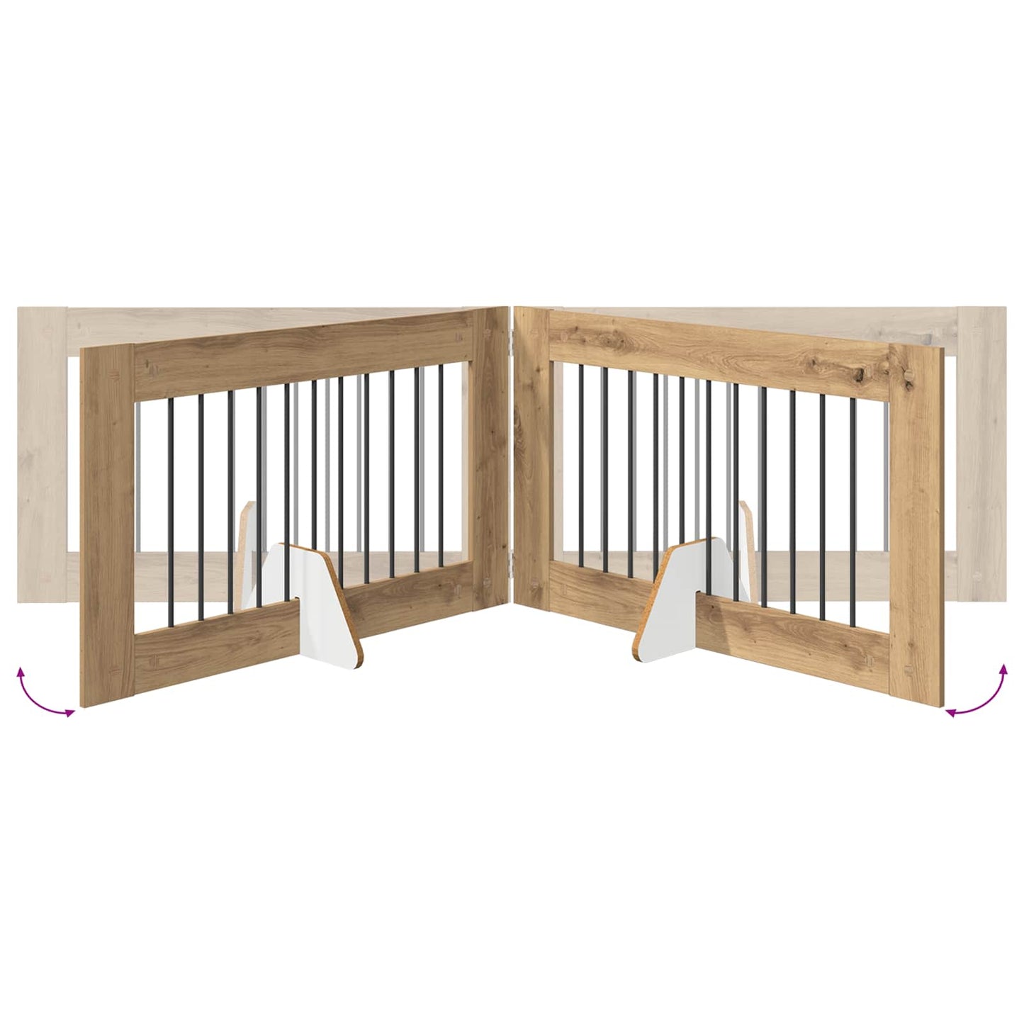 Hundegate med stender 6 pcs Artisan eik 100 x 60 cm
