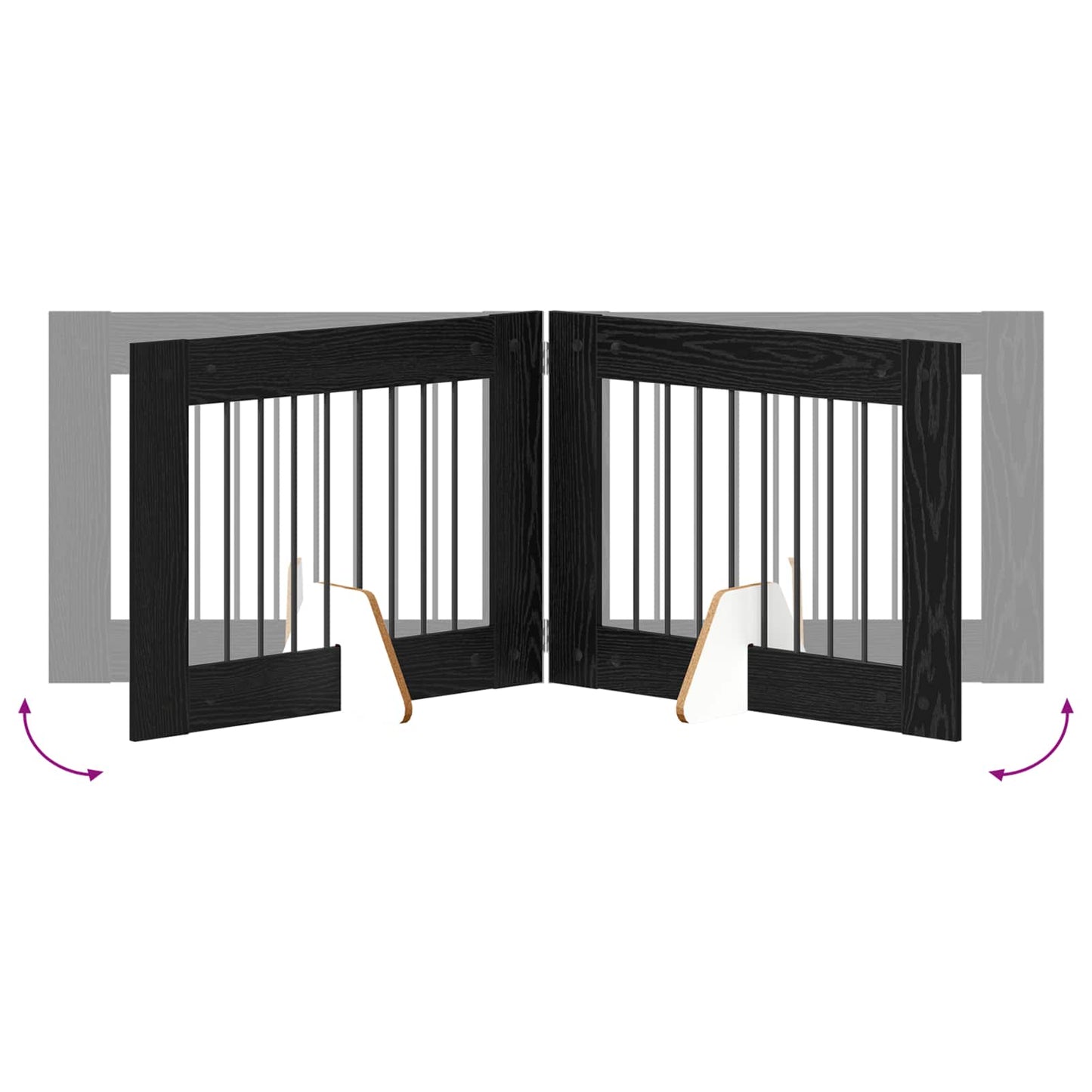 Foldbar hundegitter med stativer 2 pcs Svart eik 160,5 cm