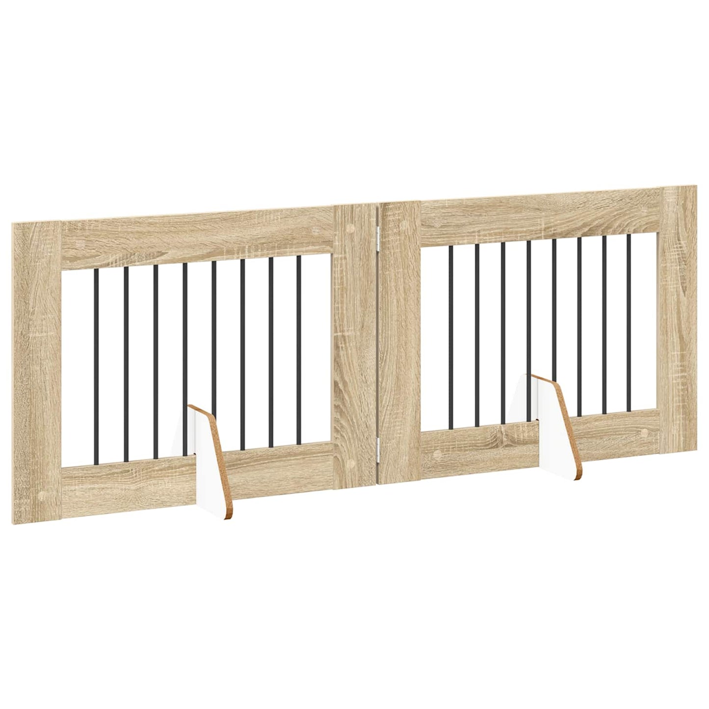 Foldbar hundegitter med stativer 2 pcs Sonoma eik 160,5 cm