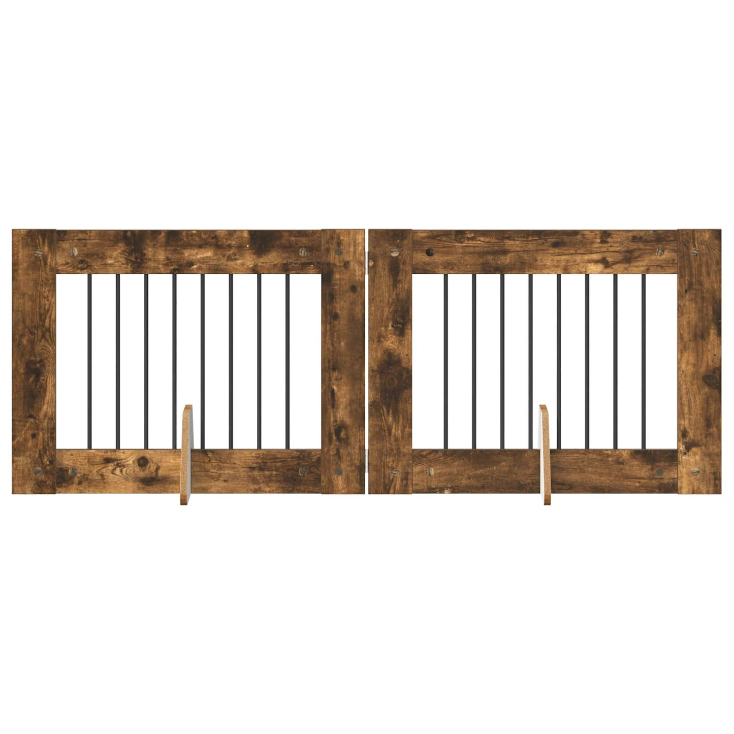 Foldbar hundegitter med stativer 2 pcs Røkt Eik 160,5 cm