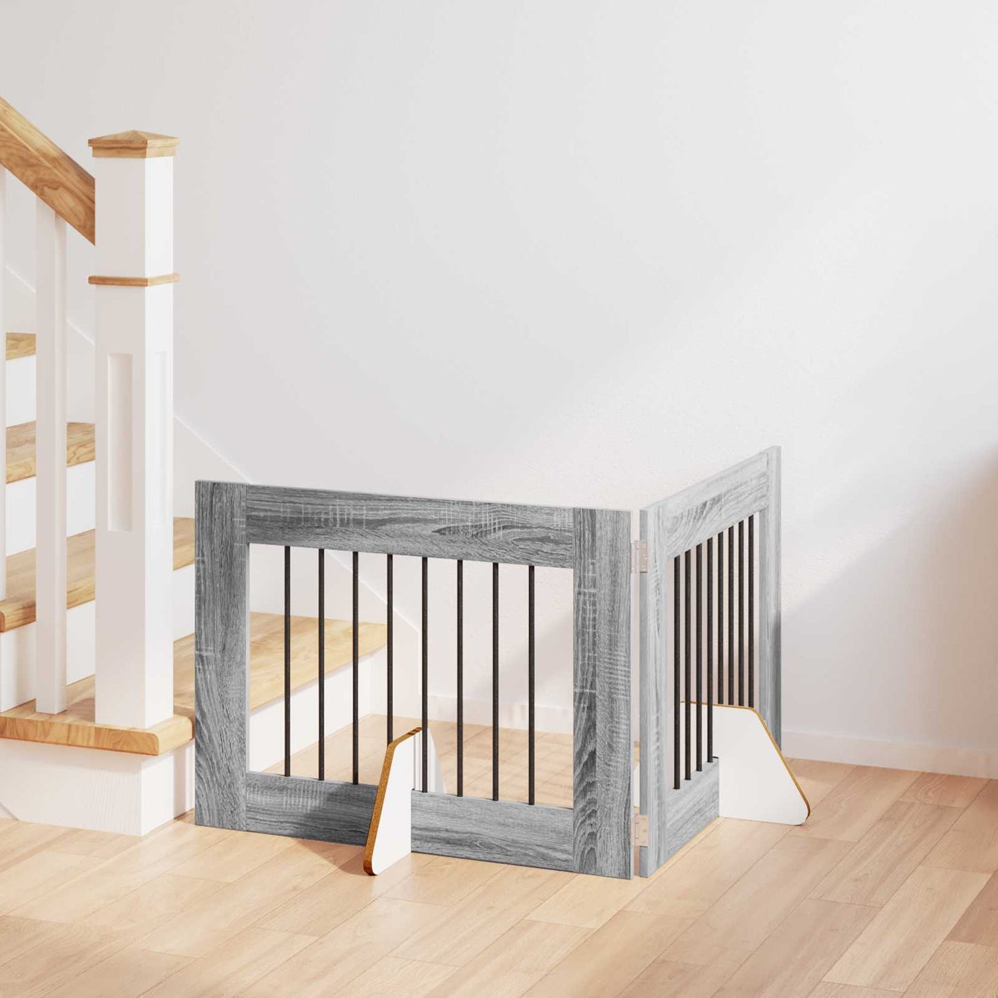 Foldbar hundegitter med stativer 2 pcs Grå sonoma 160,5 cm