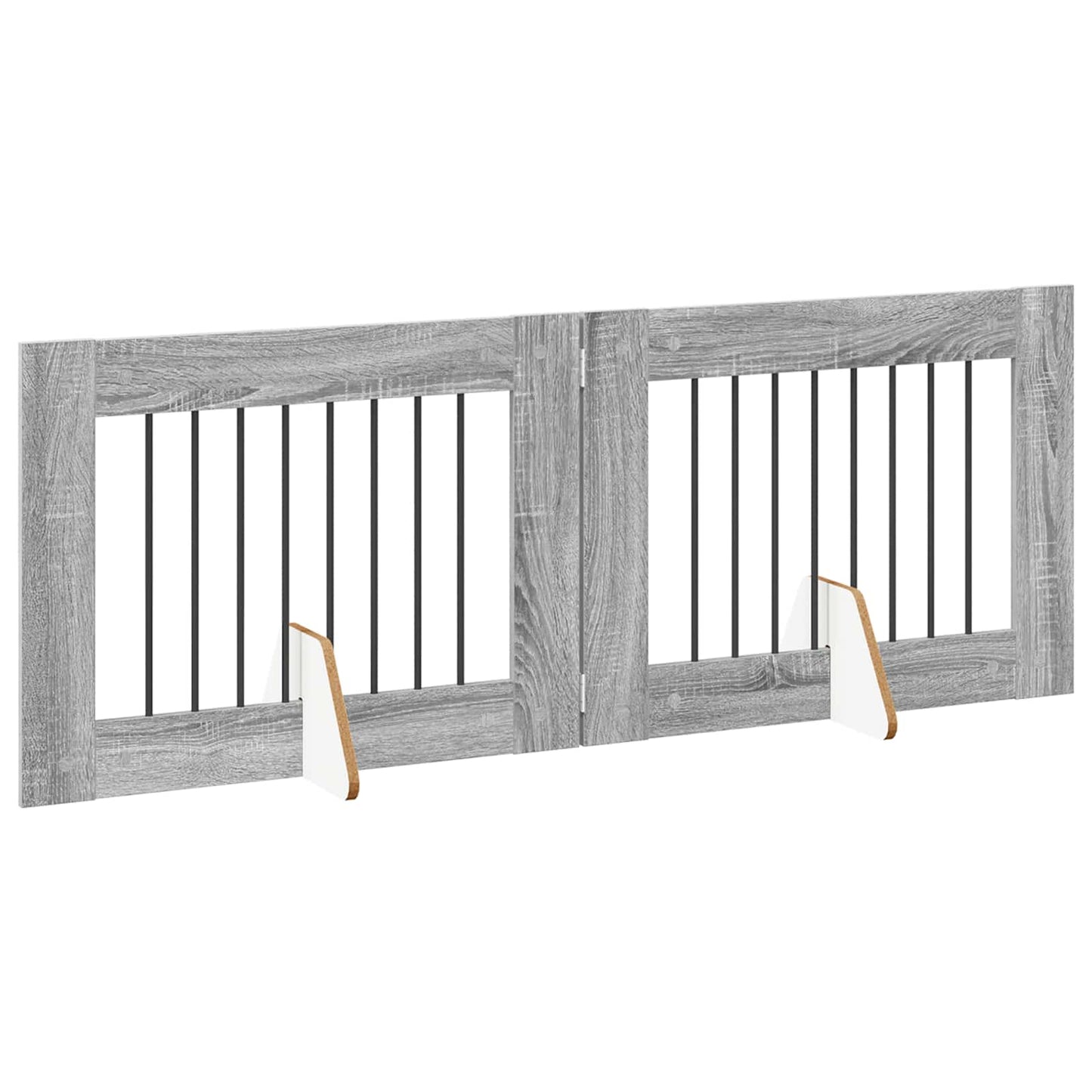Foldbar hundegitter med stativer 2 pcs Grå sonoma 160,5 cm
