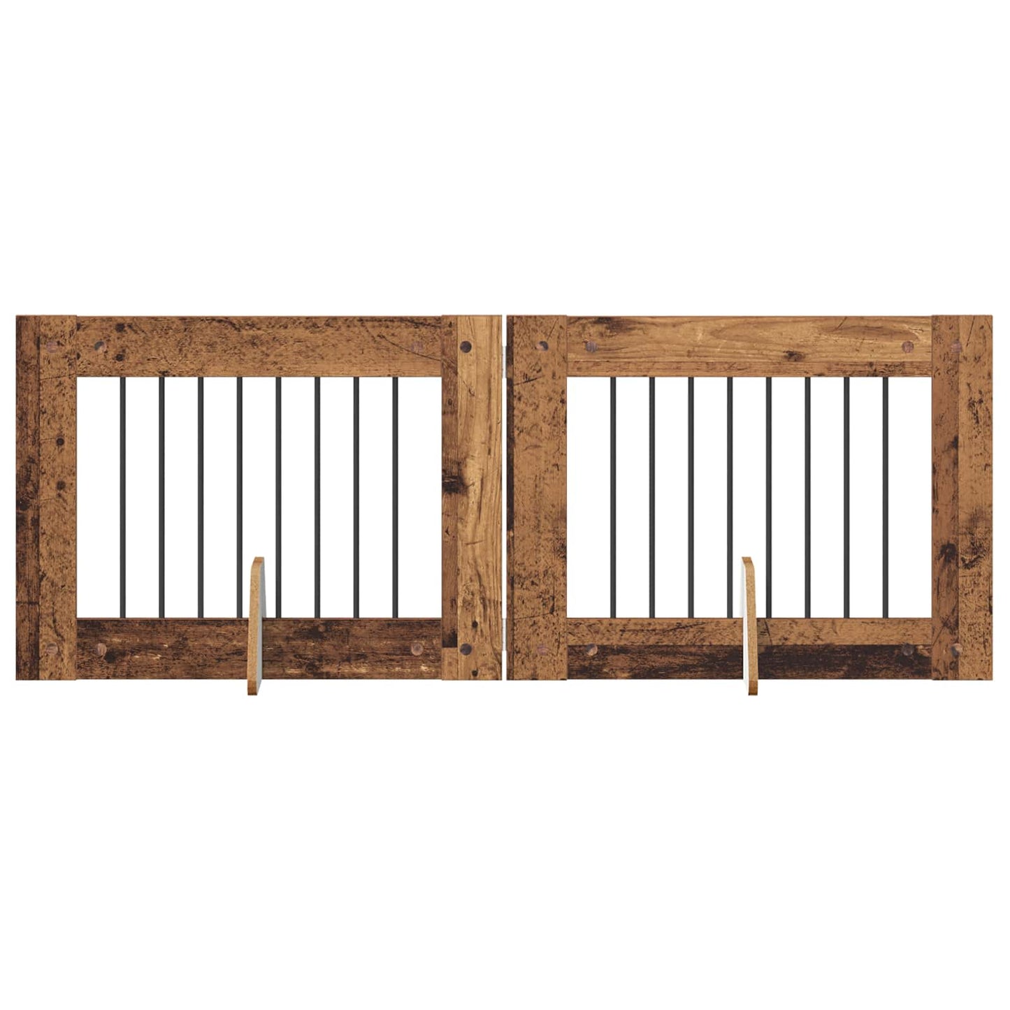 Foldbar hundegitter med stativer 2 pcs Gammelt tre 160,5 cm