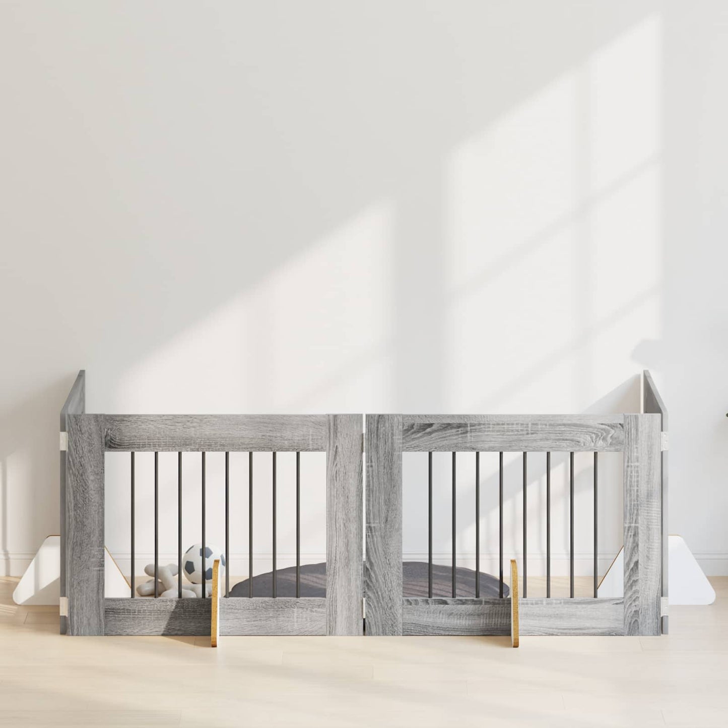 Foldbar hundegitter med stativer 4 pcs Grå sonoma 321 cm