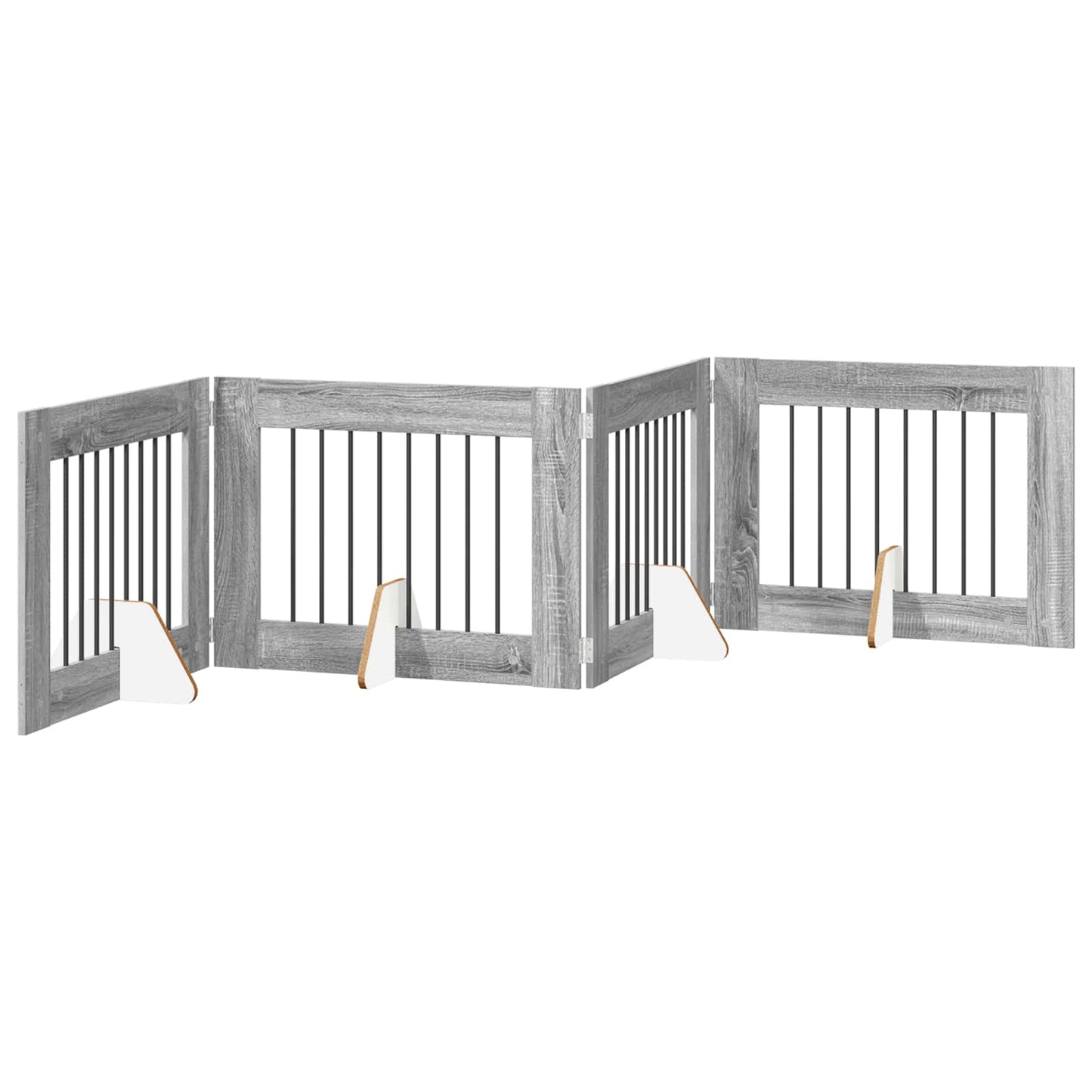 Foldbar hundegitter med stativer 4 pcs Grå sonoma 321 cm