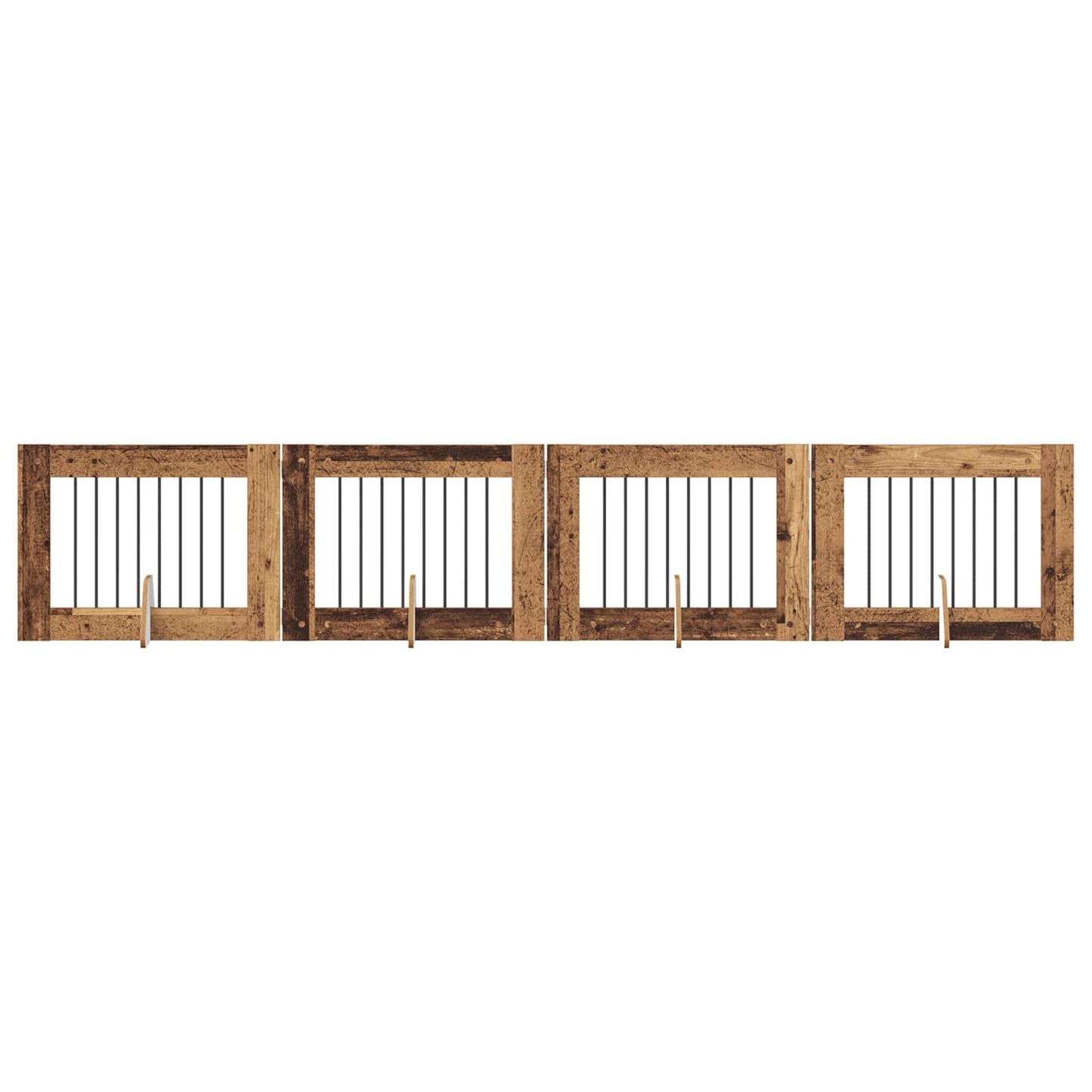 Foldbar hundegitter med stativer 4 pcs Gammelt tre 321 cm