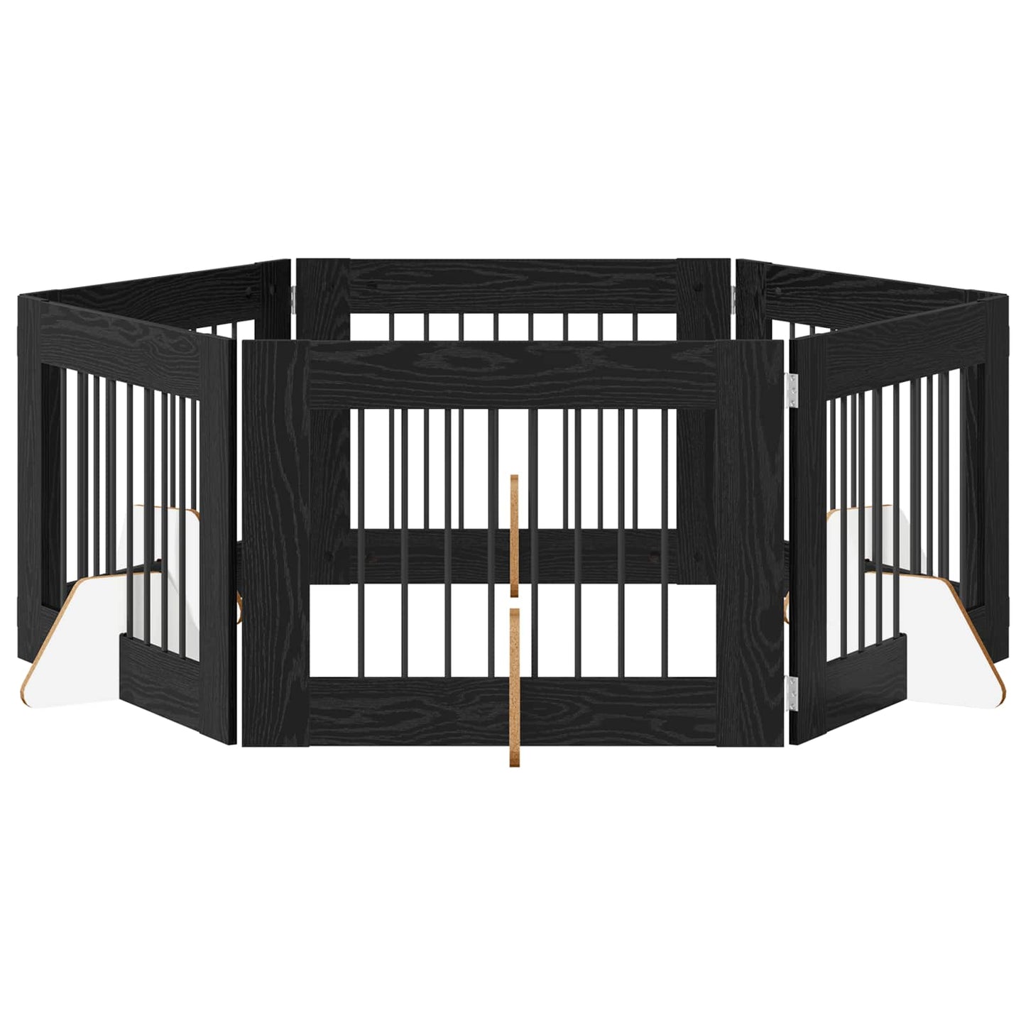 Foldbar hundegitter med stativer 6 pcs Svart eik 482 cm