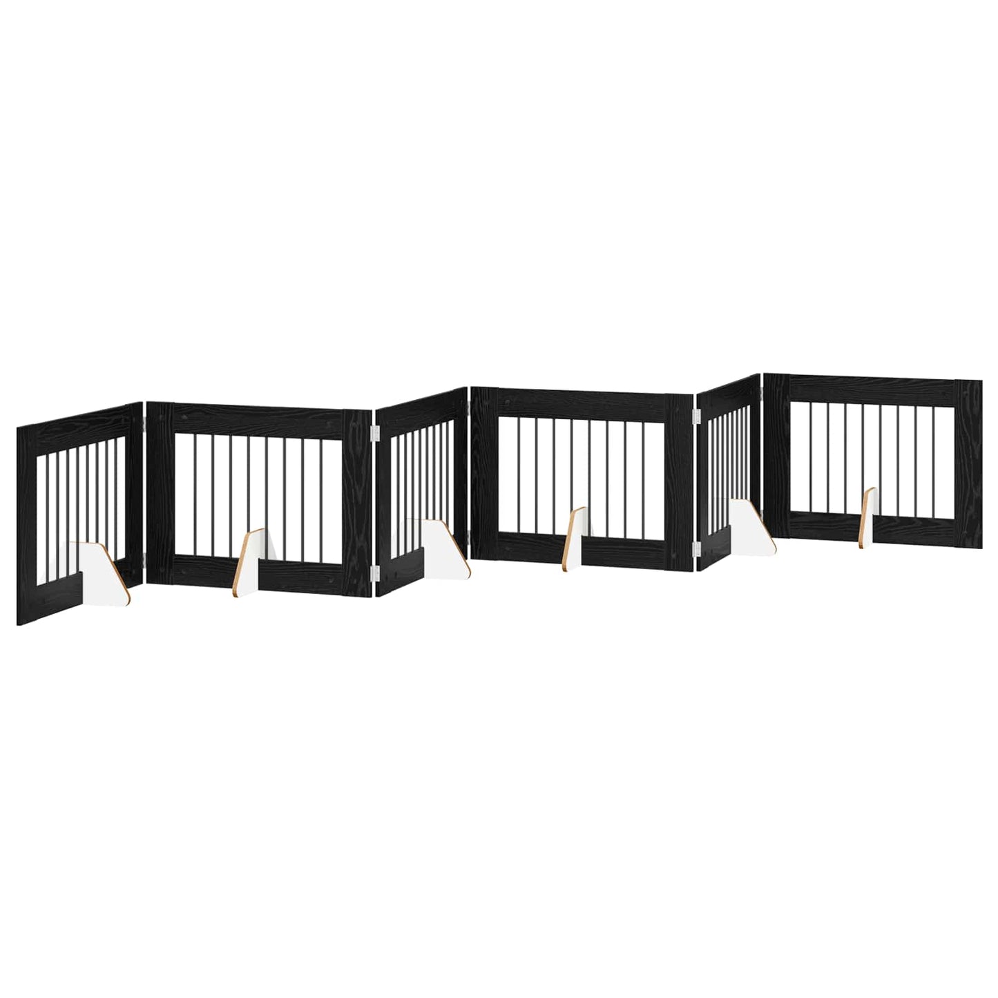 Foldbar hundegitter med stativer 6 pcs Svart eik 482 cm