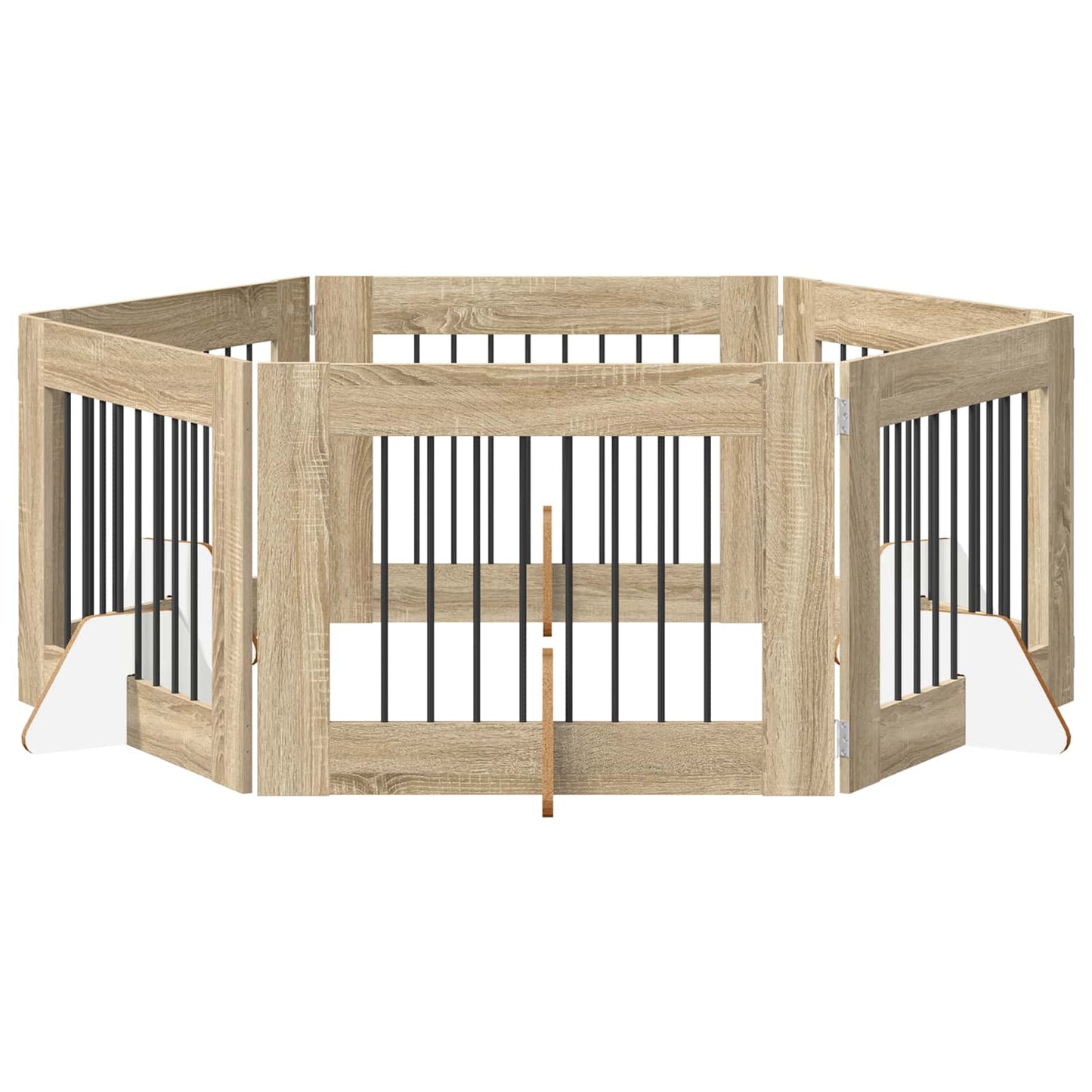 Foldbar hundegitter med stativer 6 pcs Sonoma eik 482 cm