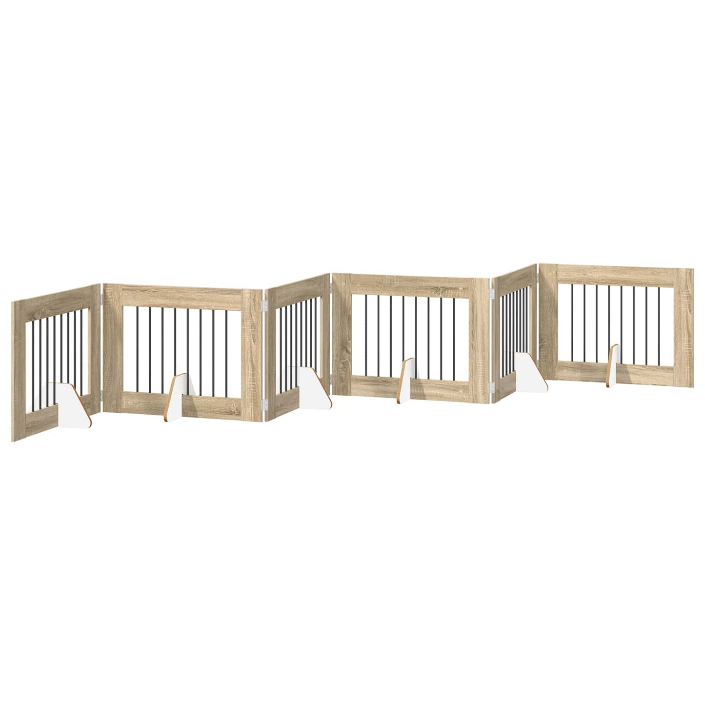 Foldbar hundegitter med stativer 6 pcs Sonoma eik 482 cm