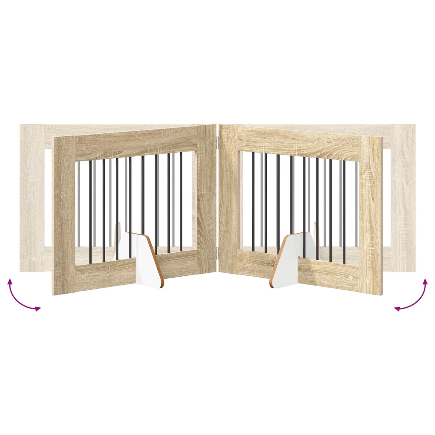 Foldbar hundegitter med stativer 6 pcs Sonoma eik 482 cm