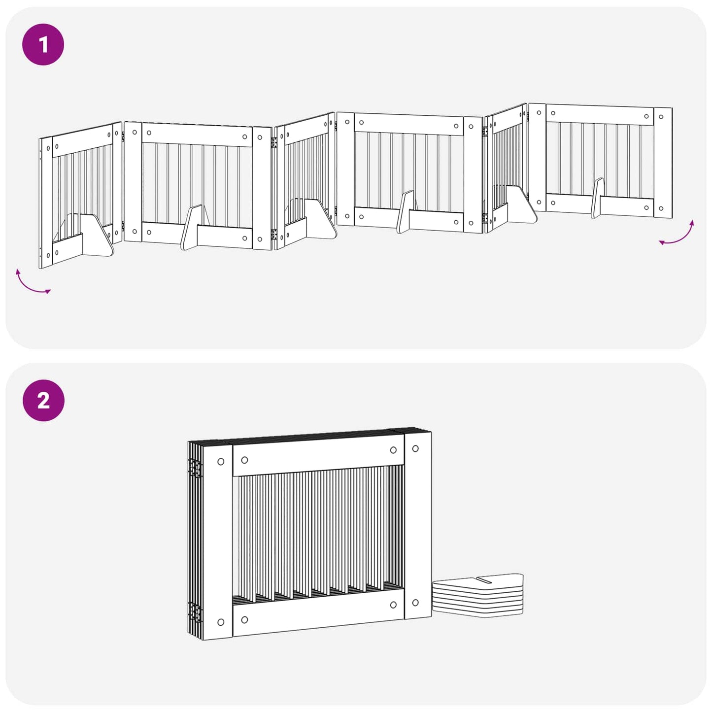 Foldbar hundegitter med stativer 6 pcs Grå sonoma 482 cm